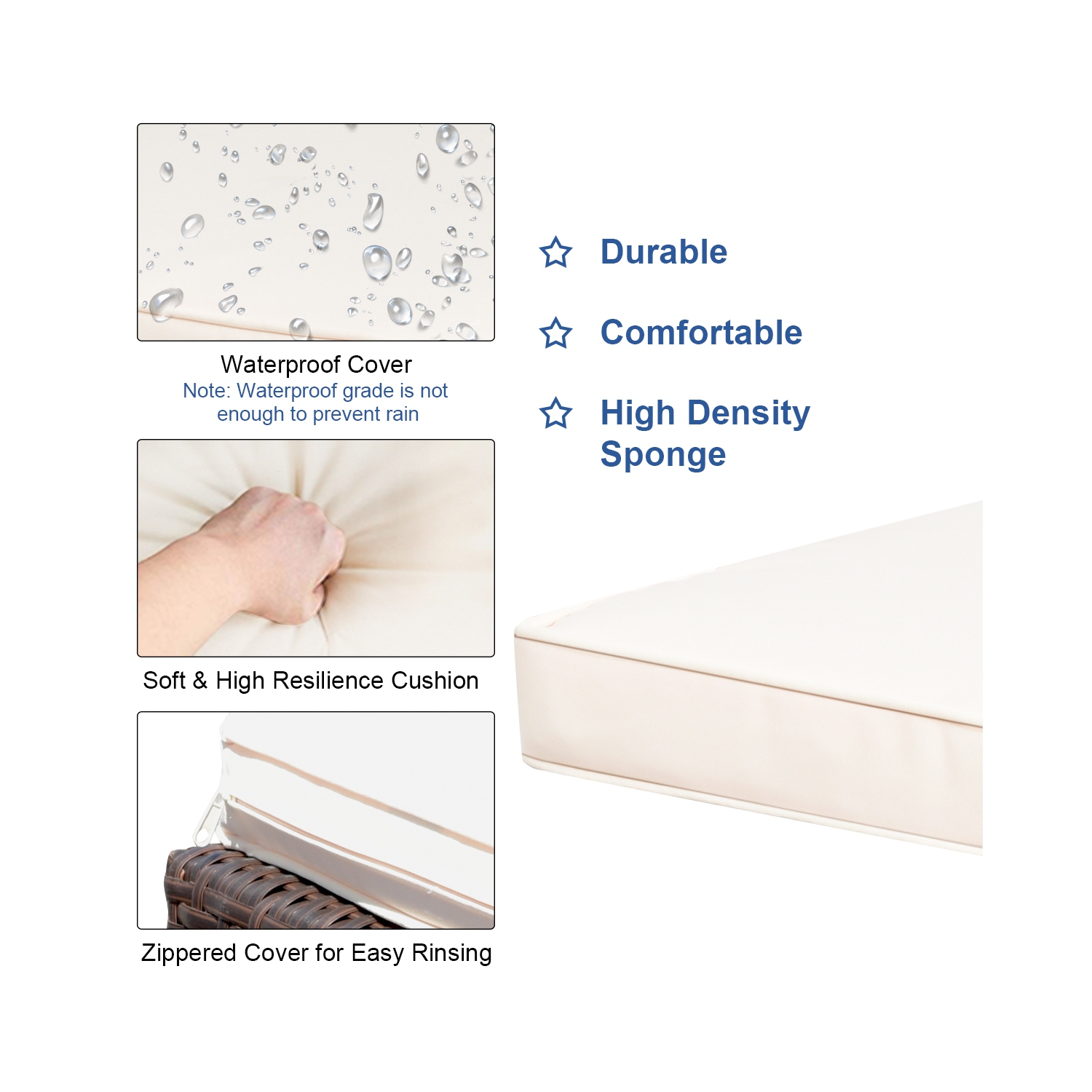 Costway Modern 3-Piece Bar Height Bistro Set Rattan Wicker Bar Table Stools Cushioned Chairs