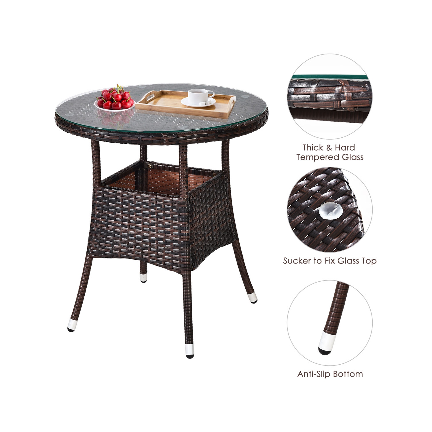 Costway 4PCS Outdoor Patio Rattan Furniture Set Cushioned Sofa Table