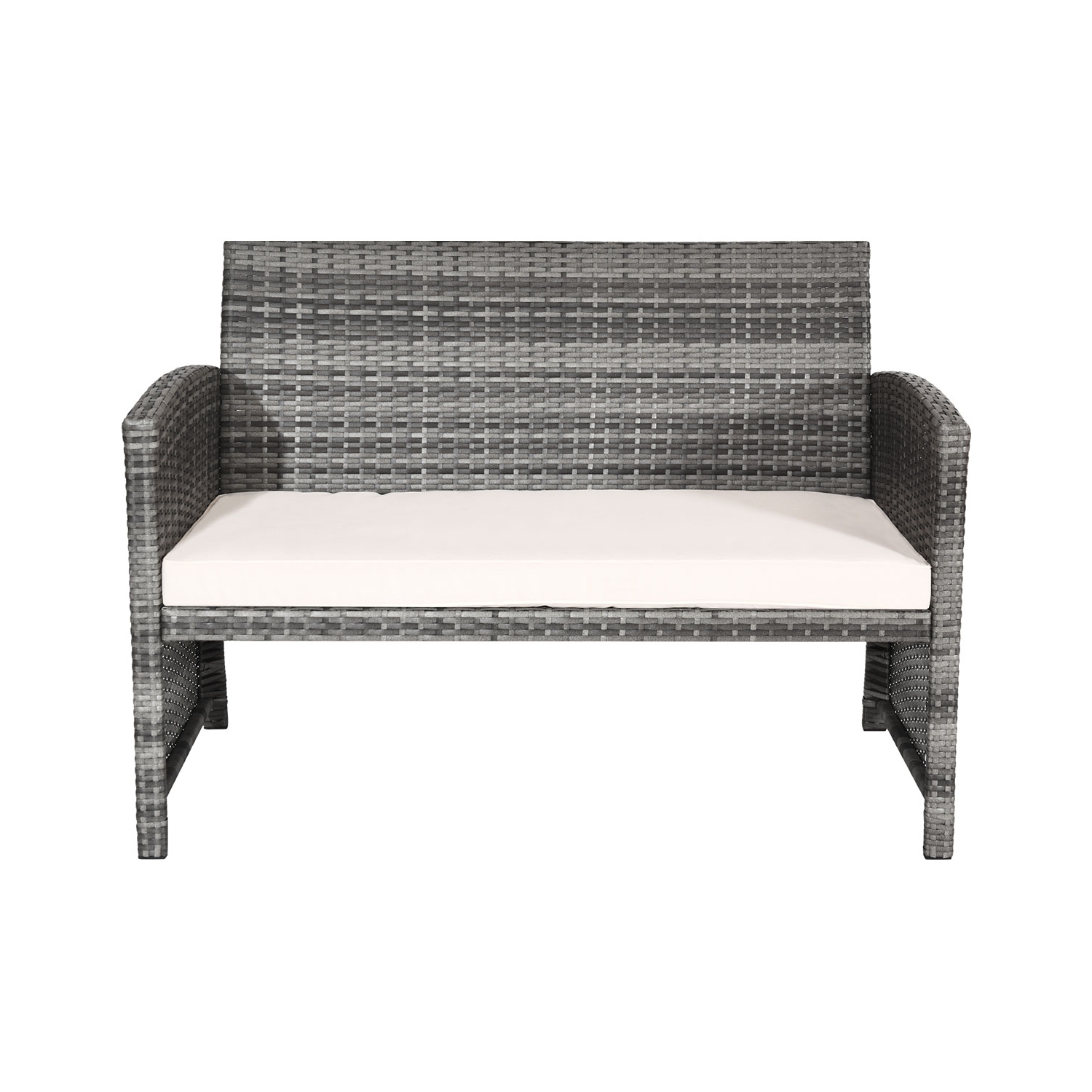 8PC Ensemble de mobilier de patio en rotin Canapé Fauteuil Table basse en verre et coussin Costway