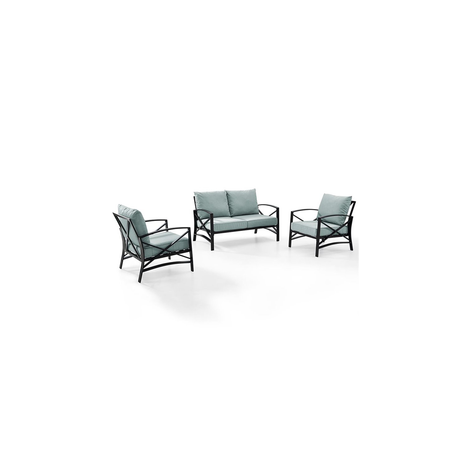 Crosley Kaplan 3 Piece Patio Sofa Set in Oil Rubbed Bronze and Mist ...