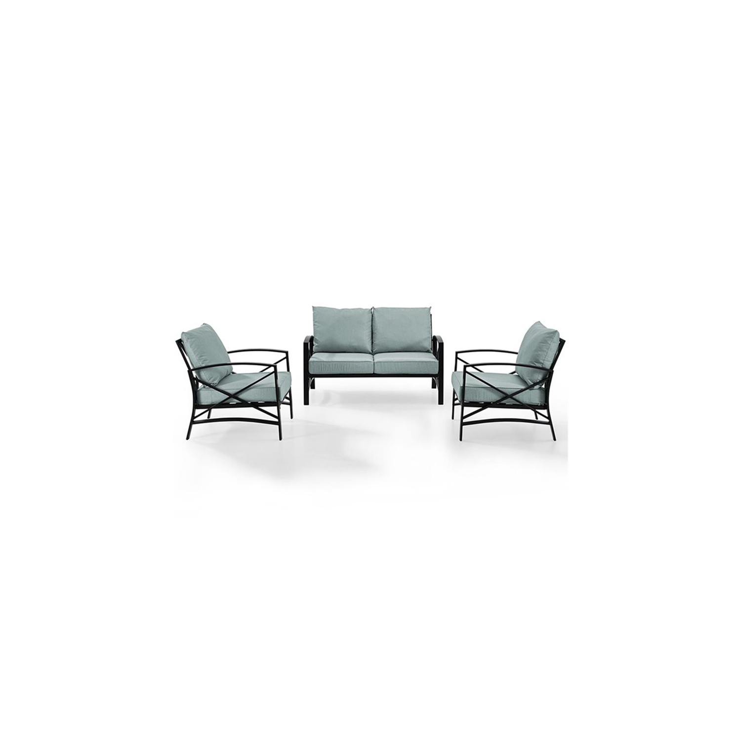 Crosley Kaplan 3 Piece Patio Sofa Set in Oil Rubbed Bronze and Mist ...