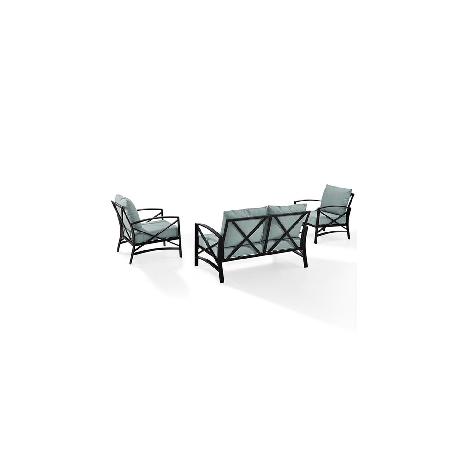 Crosley Kaplan 3 Piece Patio Sofa Set in Oil Rubbed Bronze and Mist ...