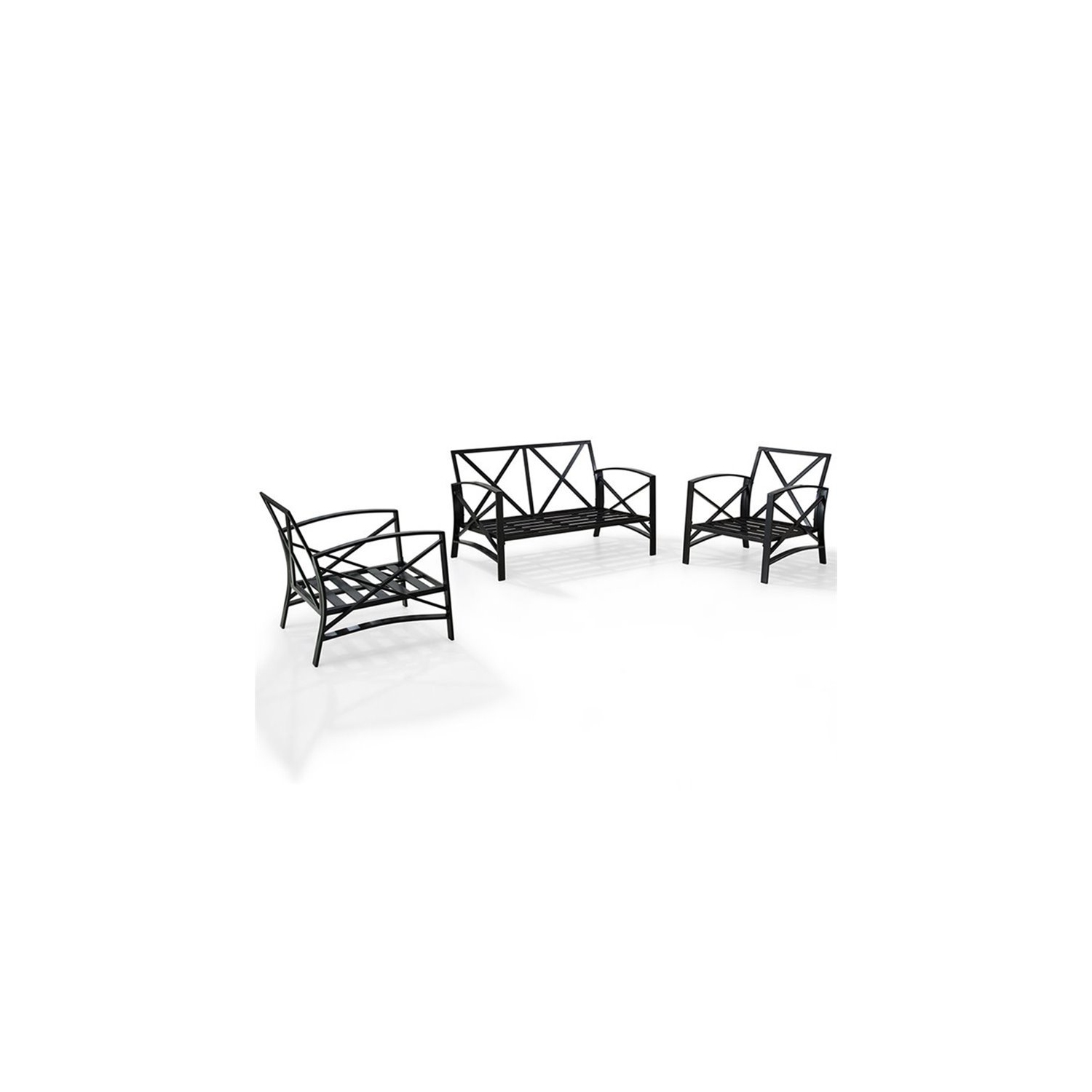 Crosley Kaplan 3 Piece Patio Sofa Set in Oil Rubbed Bronze and Mist ...