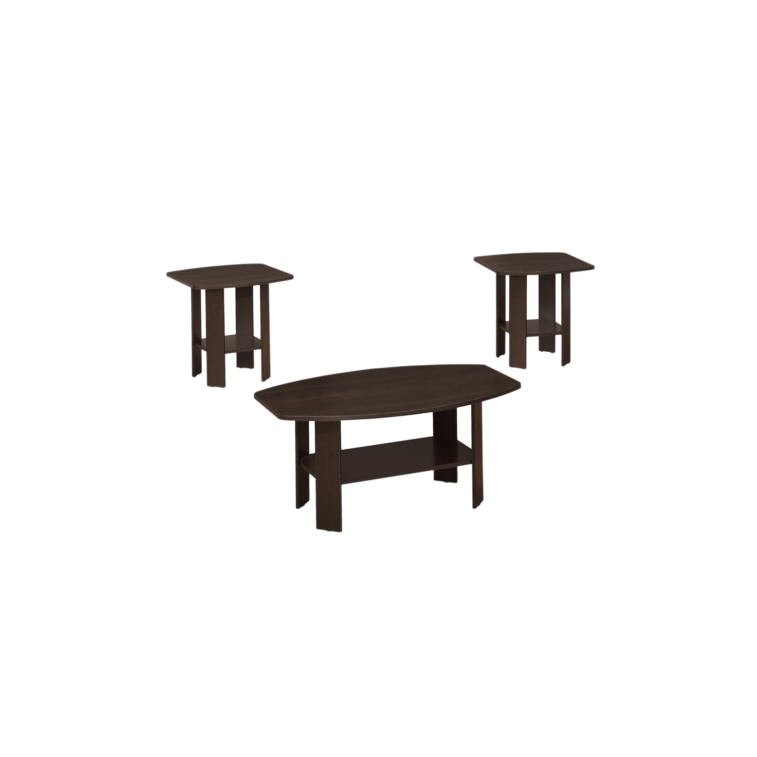 Ensemble de 3 tables de Monarch Specialties cappuccino – Table basse 36 long. X 22 prof. X 16 haut./table de bout 20 long. X 20 prof. X 20 haut. (Po)