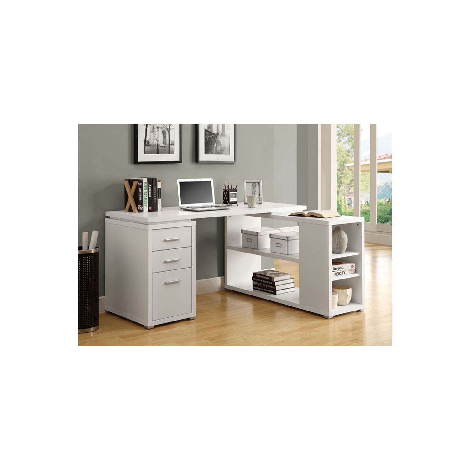Monarch Specialties White Hollow-Core Left Or Right Facing Corner Desk by Monarch