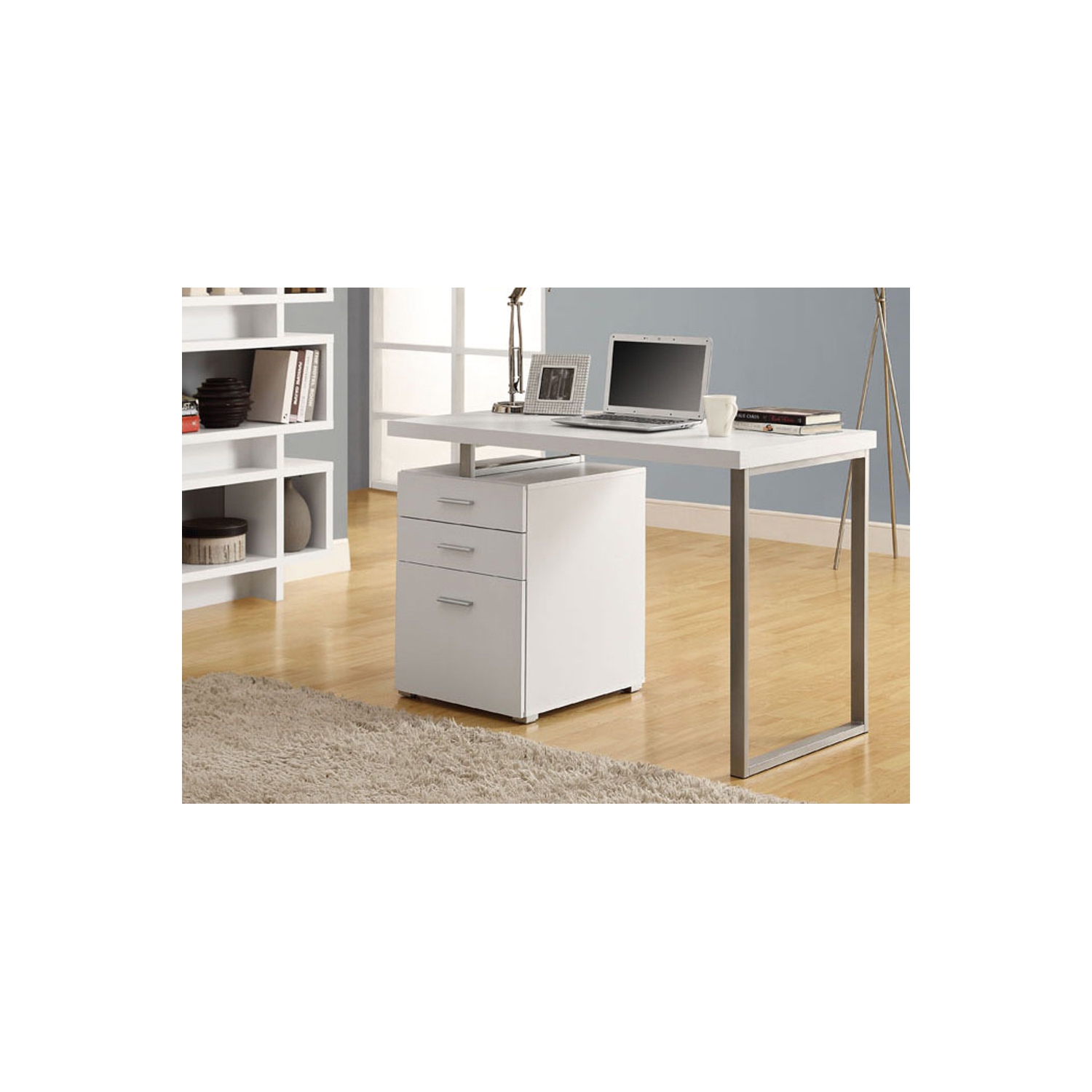 Monarch Specialties White Hollow-Core Left or Right Facing 48"L Desk