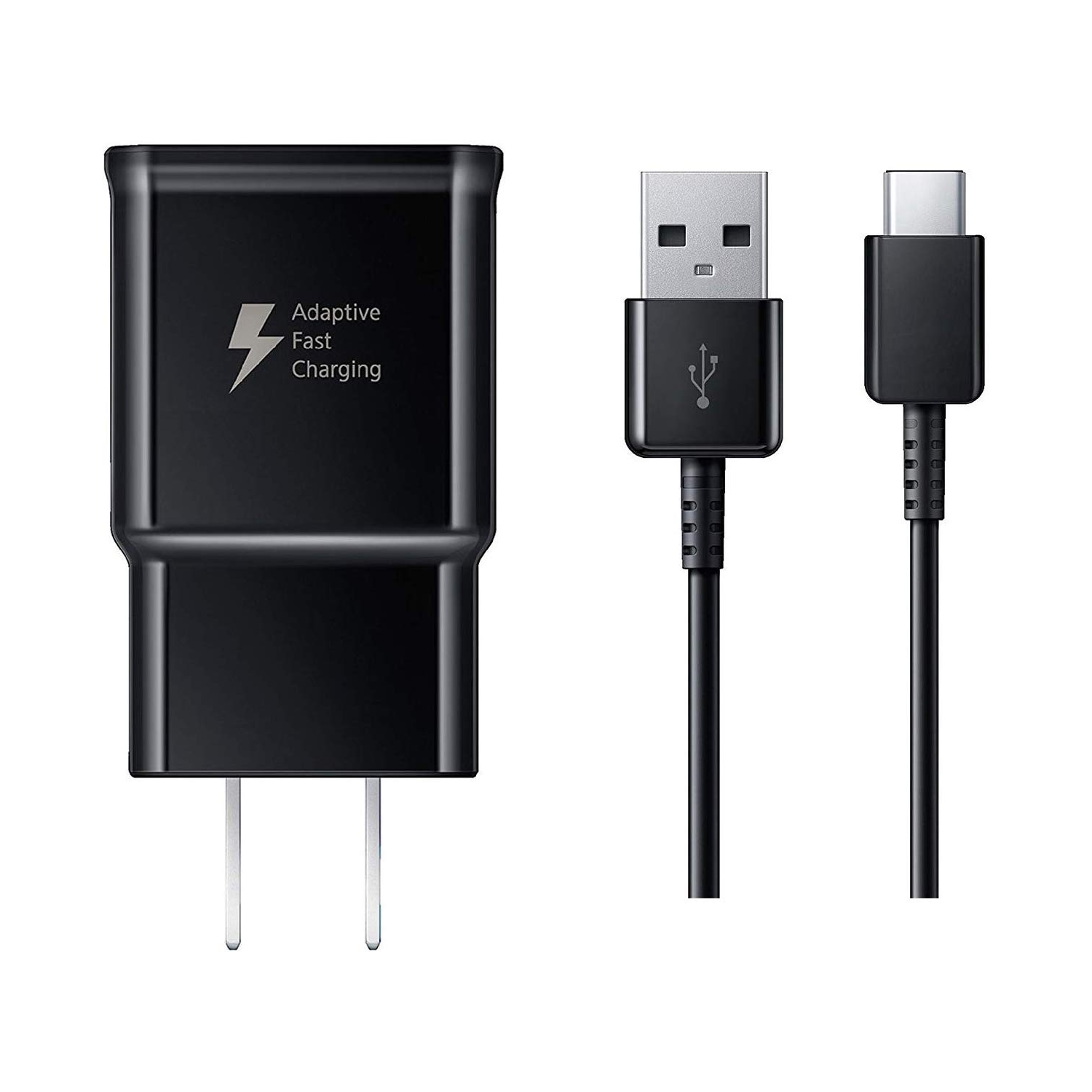 Samsung Galaxy Fast Adaptive Wall Charger with Type USB-C Cable for Galaxy S8, S9, S10, Note 8, 9 - Black - 2 Pack