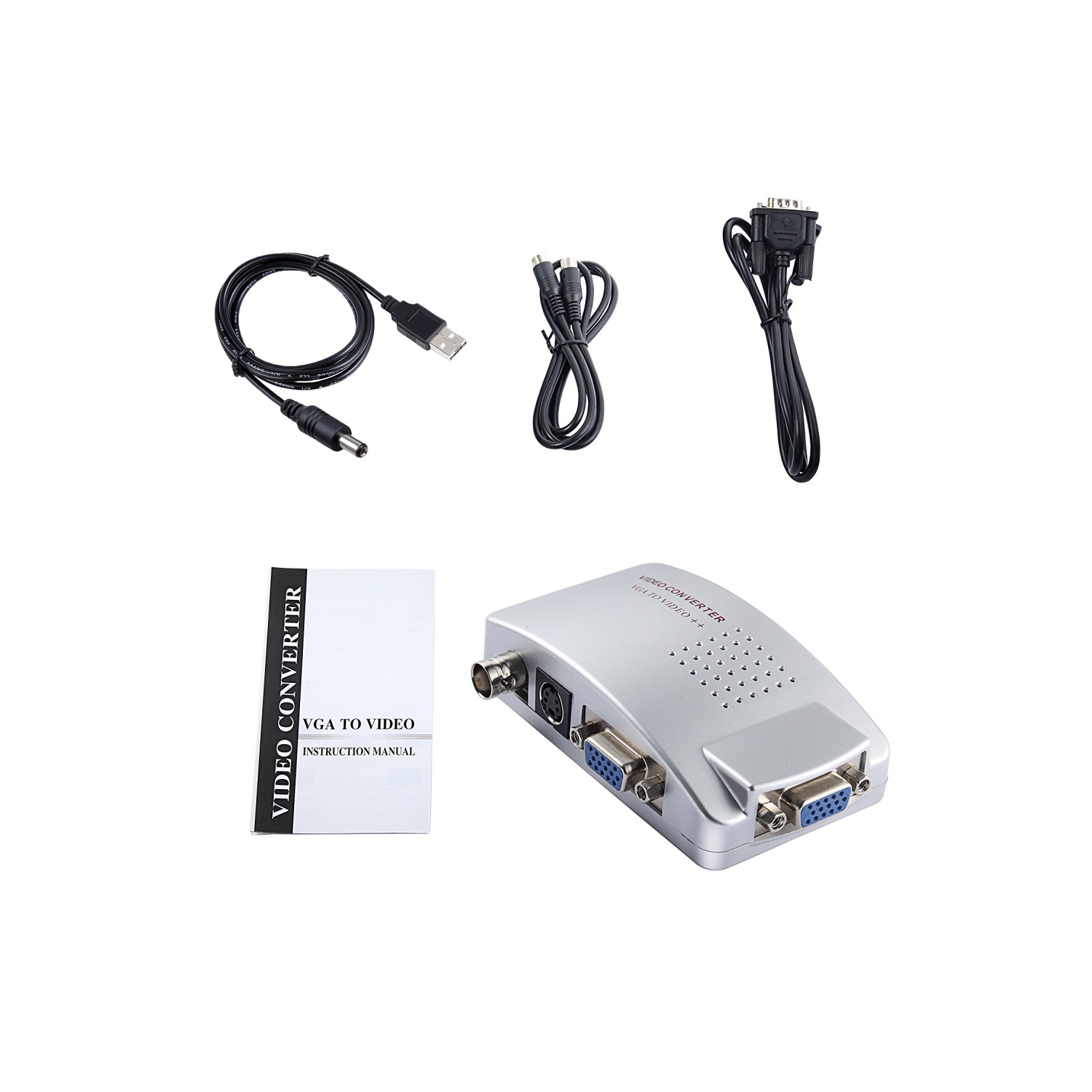 axGear VGA to BNC S-Video Converter Box Adapter Coaxial Video Out