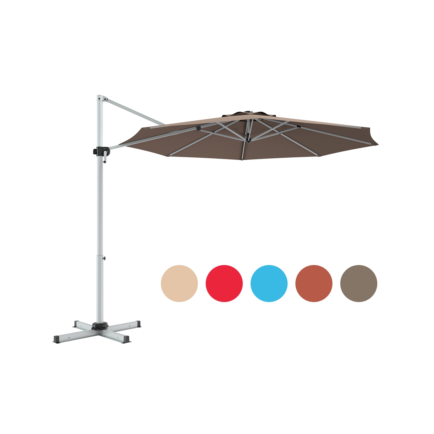 Gymax 11Ft Patio Offset Hanging Cantilever Umbrella 360 Degree Tilt