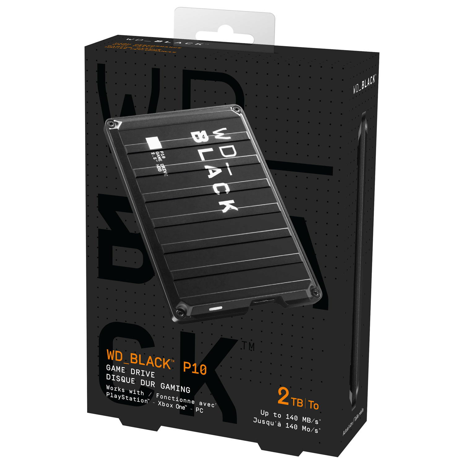 Disque dur externe de jeu portatif de 2 To USB 3.2 P10 WD_BLACK
