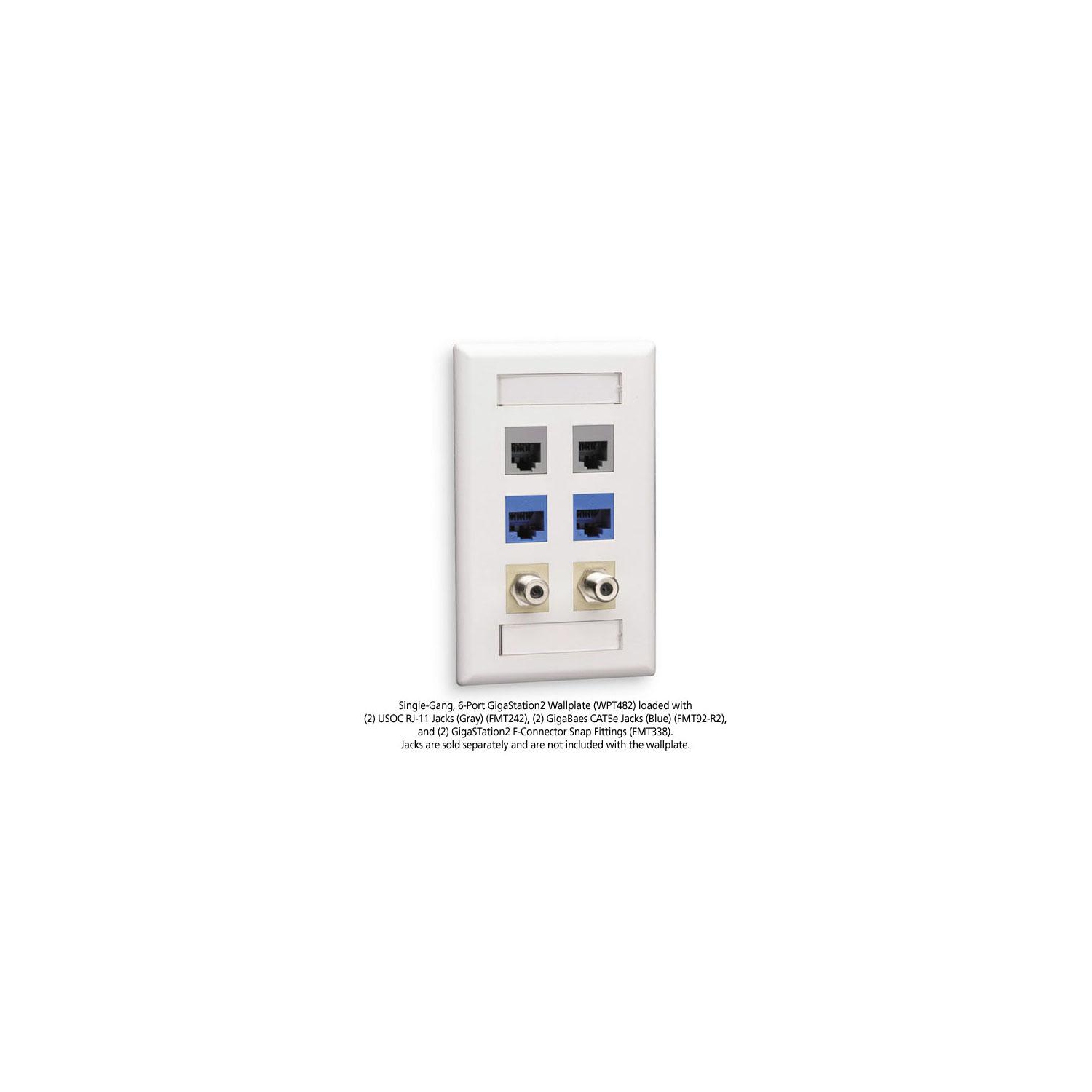 BLACK BOX TION2 WALLPLATE, 6-PORT SINGLE-GA WPT482