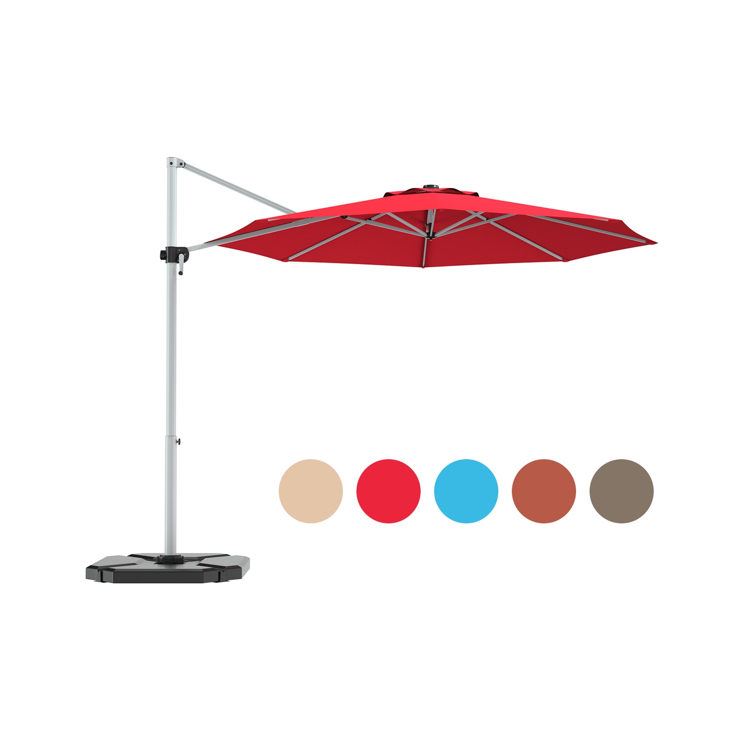 Gymax 11Ft Patio Offset Hanging Cantilever Umbrella w/ 360° Tilt Base