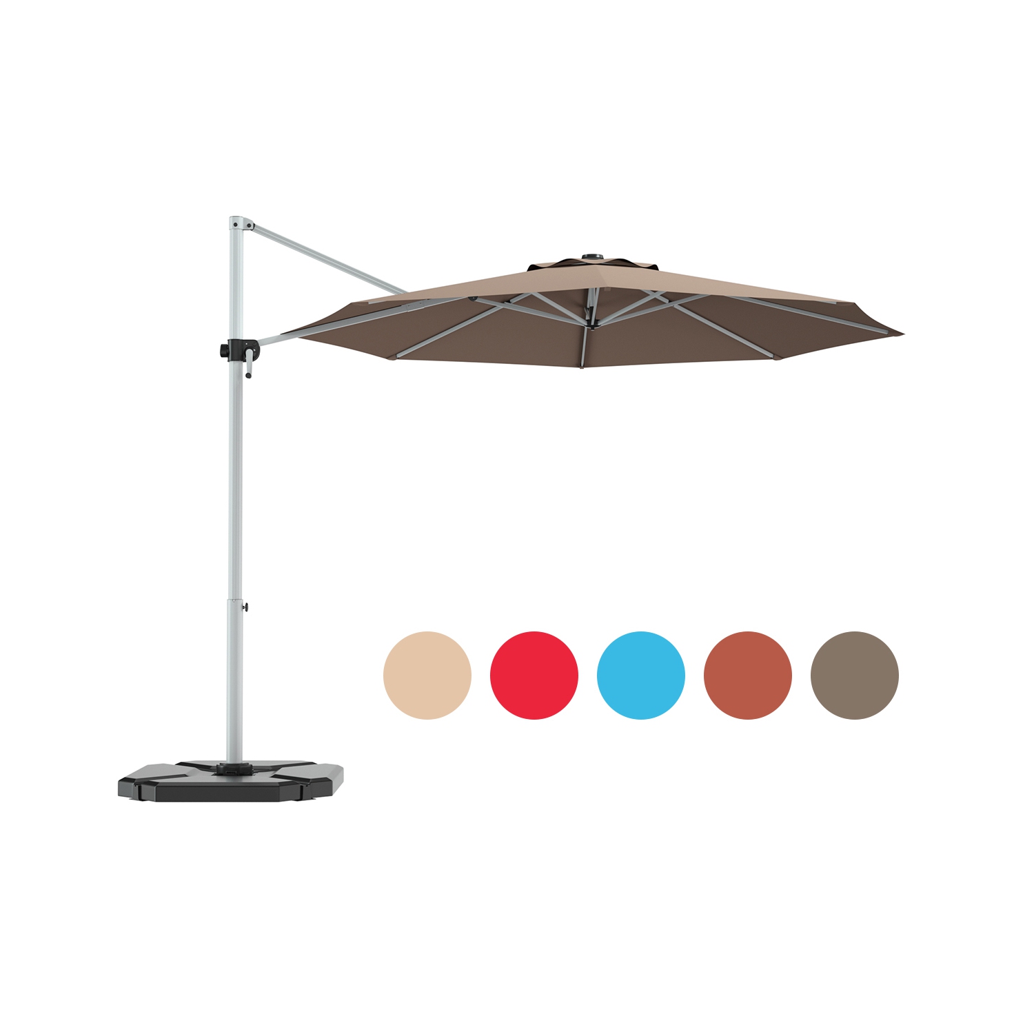Gymax 11Ft Patio Offset Hanging Cantilever Umbrella w/ 360° Tilt Base