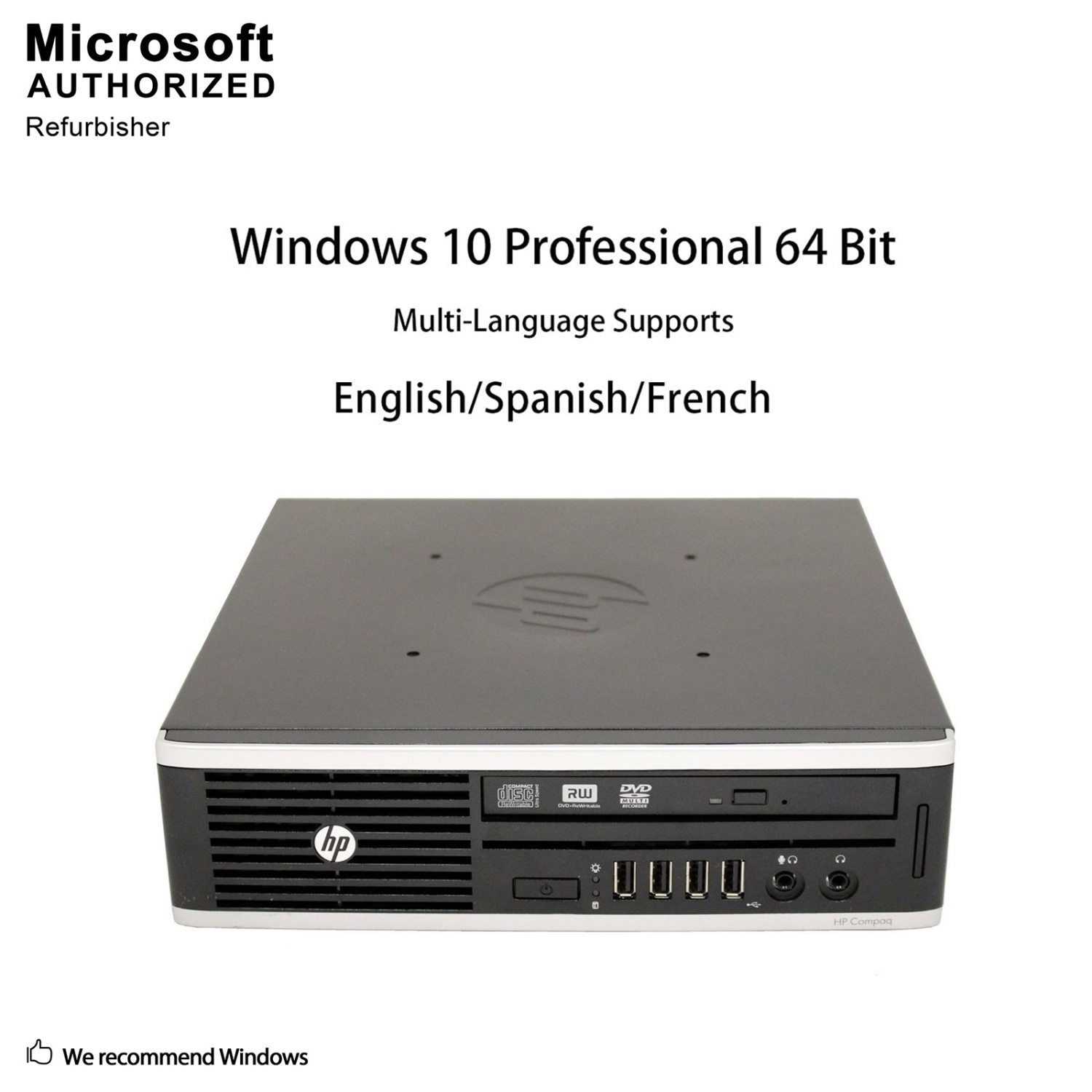 Refurbished - HP Elite 8300 USFF, Intel Quad Core i5 3470S up to 3.6G, 16G DDR3, 256G SSD, WiFi, BT, Win10 Pro 64 Bit (EN/FR/ES)