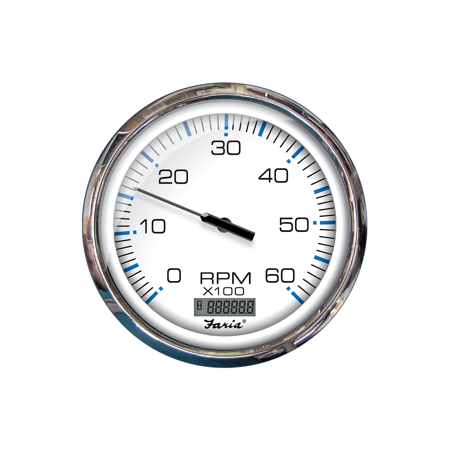 Faria 5" Tachometer w/Digital Hourmeter Gas (Inboard) Chesapeake White w/Stainless Steel Bezel