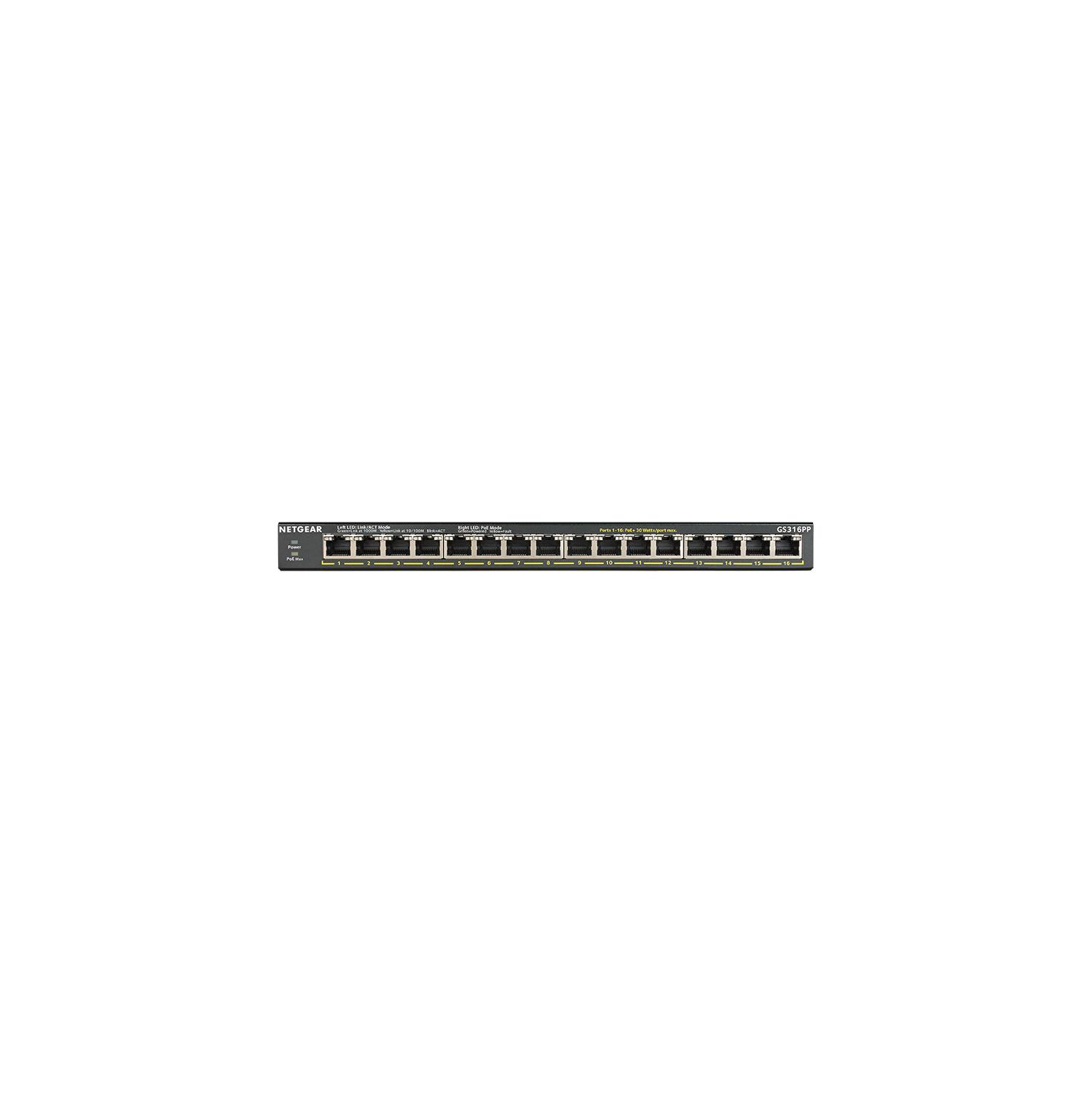 NETGEAR 16-Port Gigabit Ethernet Unmanaged PoE+ Switch - with 16 x PoE+ @ 183W, Desktop/Rackmount/Wallmount,...