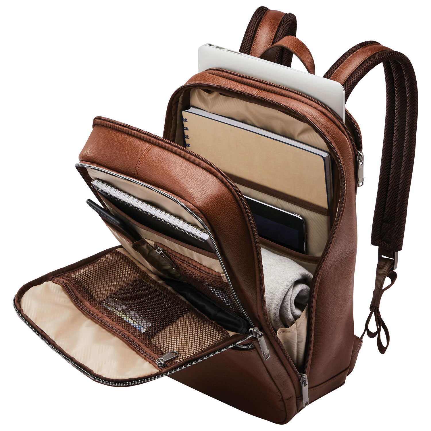 Samsonite Classic Leather 14.1" Laptop Commuter Backpack - Cognac