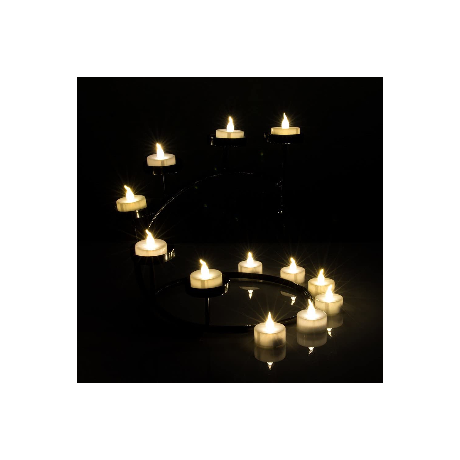AGPtEK Timer Flickering Flameless LED Candles Battery-Operated Tealights for Party Home Decoration 24pcs(Warm White)