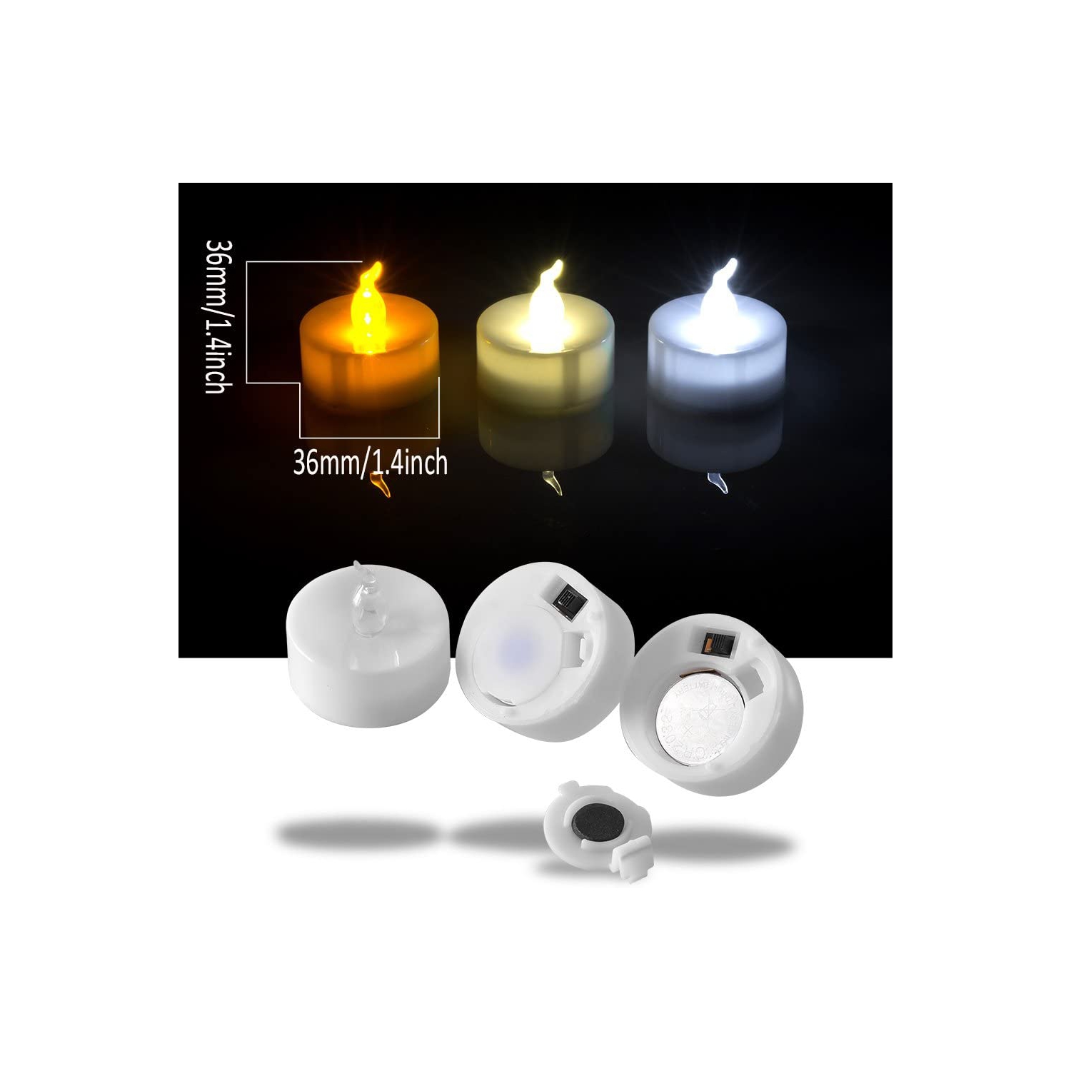 AGPtEK Timer Flickering Flameless LED Candles Battery-Operated Tealights for Party Home Decoration 24pcs(Warm White)
