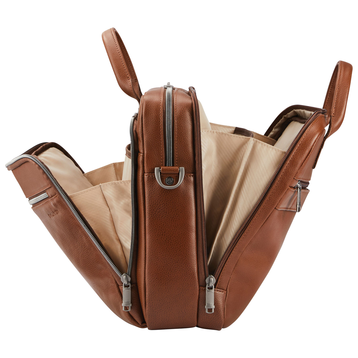 Sac messager Classic Leather de Samsonite pour portable de 15,6 po - Cognac
