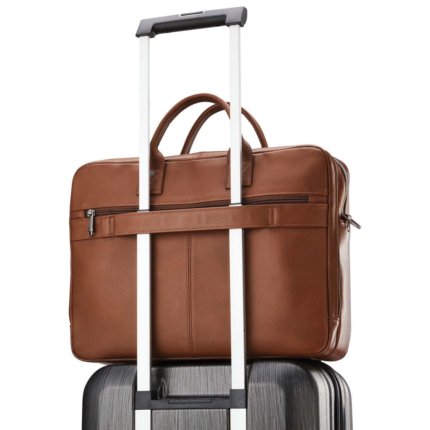 Sac messager Classic Leather de Samsonite pour portable de 15,6 po - Cognac