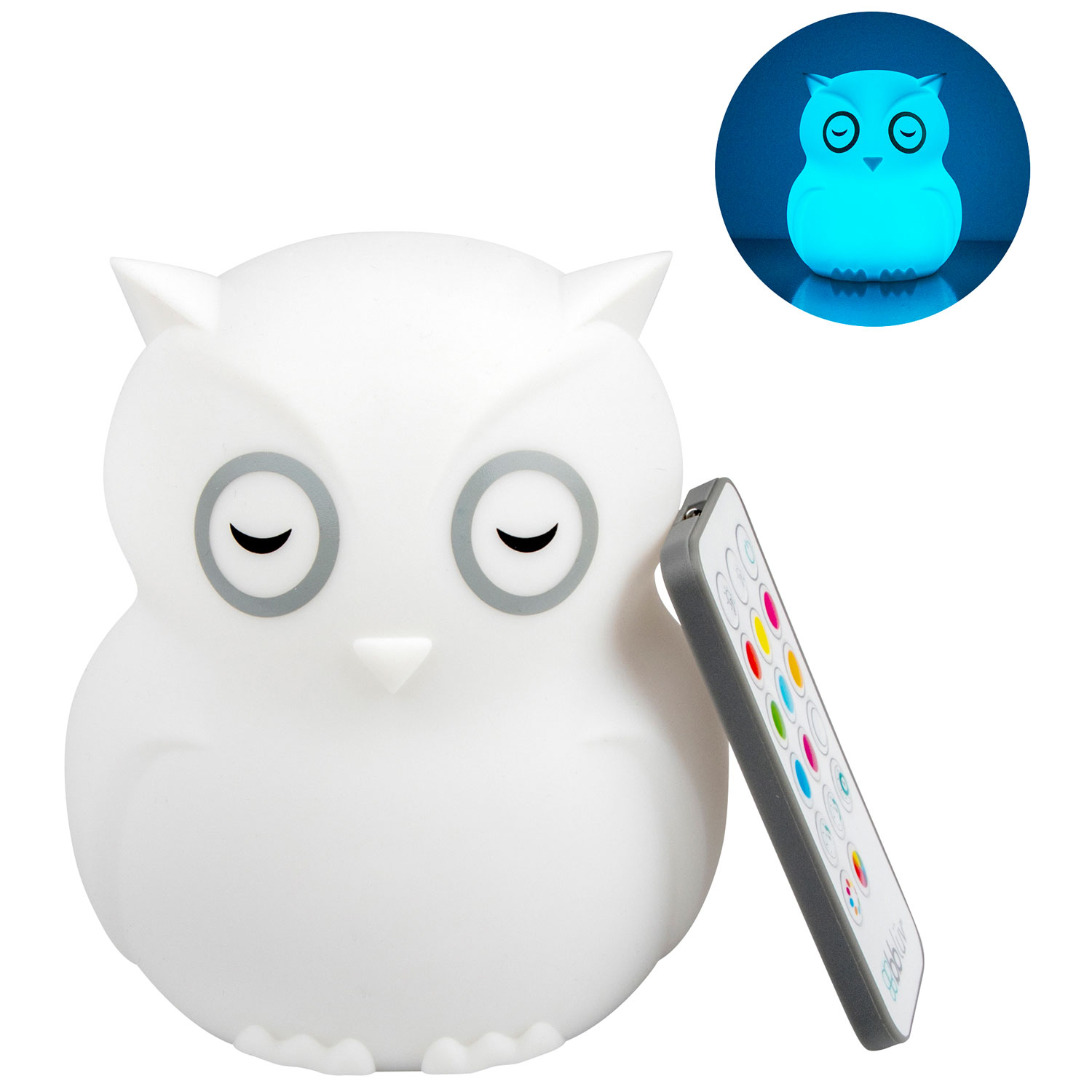 Veilleuse portative en silicone en forme de hibou avec télécommande Hibu de Bbluv