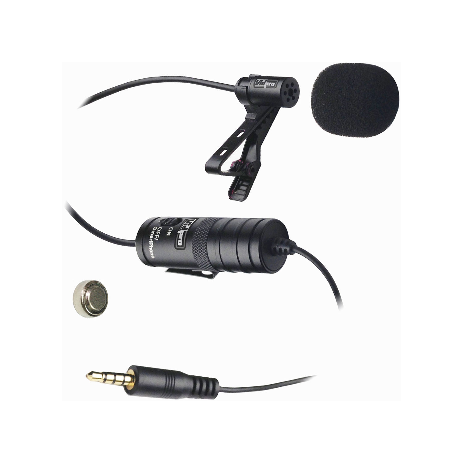 Vidpro XM-L Lavalier Condenser Microphone for DSLRs, Camcorders & Video Cameras 20' Audio Cable - International Version w/Seller Warranty