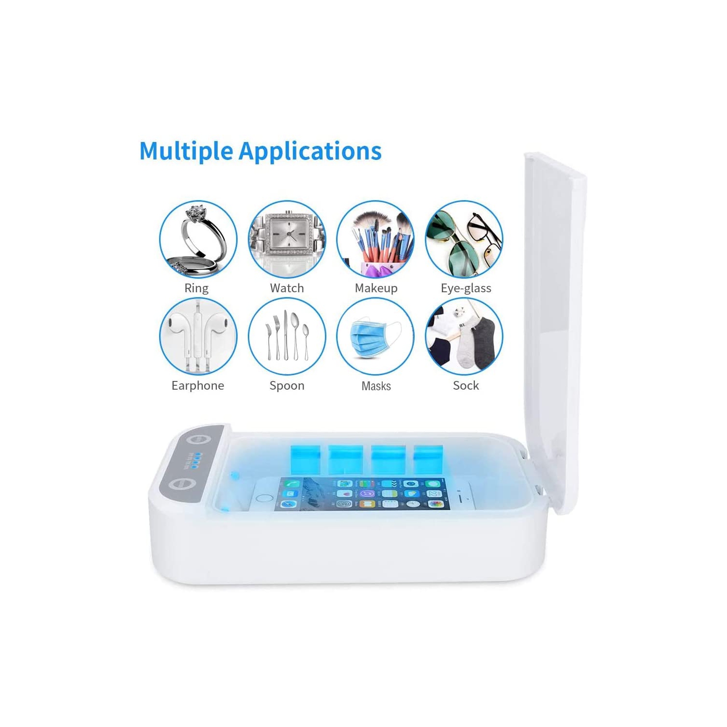 9W Boîte de stérilisation UV haute efficacité Portable Antibactérien LED UV-C Boîte de désinfection de lumière pour sucette Jouets Masques