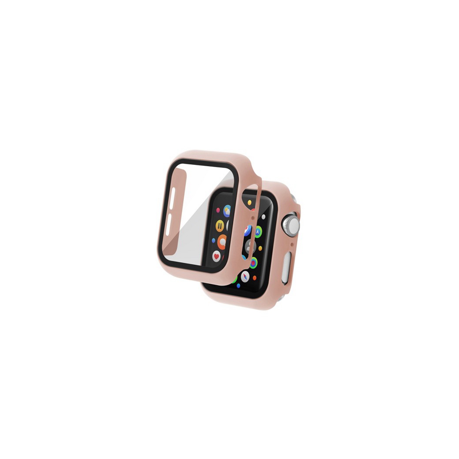 Full Protective Rugged Case Cover & Tempered Glass Screen Protector for Apple Watch iWatch Series 1 2 3 4 5 6, 38mm, Rose Gold