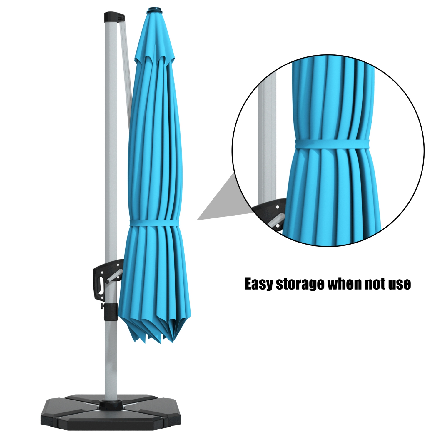 Gymax 10Ft Square Offset Hanging Patio Umbrella w/ Base 360 Degree Tilt Brick Red/Red/Blue/Beige/Tan