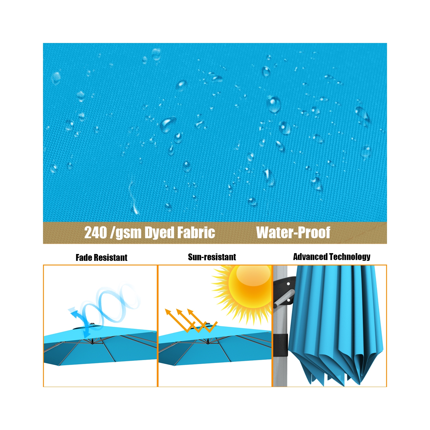 Gymax 10Ft Square Offset Hanging Patio Umbrella w/ Base 360 Degree Tilt Brick Red/Red/Blue/Beige/Tan