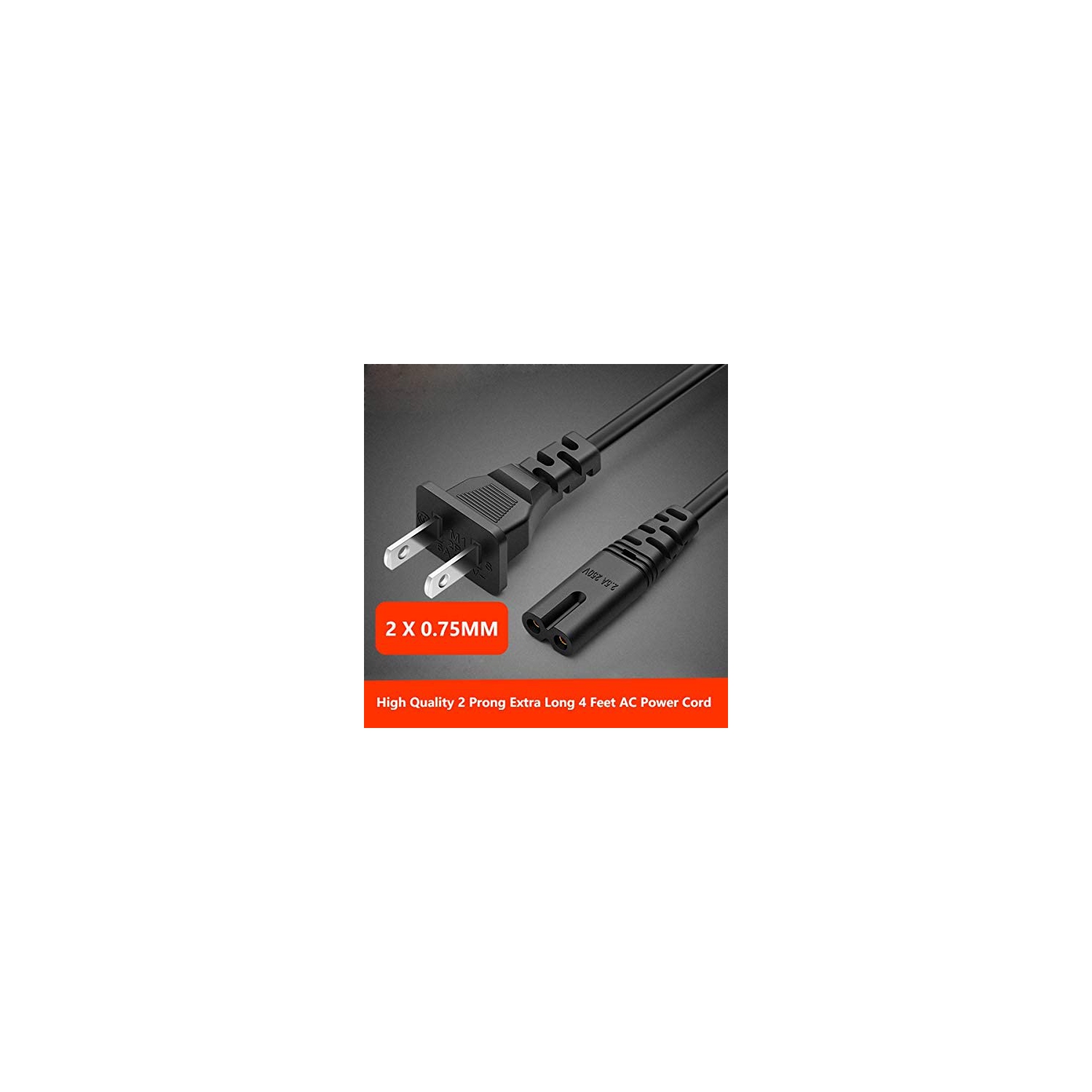 Câble d’alimentation de 6 pi pour téléviseur de LG TCL Sony&nbsp;: Certification UL, prise murale c.a. à 2 broches, DEL, ACL, 2 fentes, Insignia,