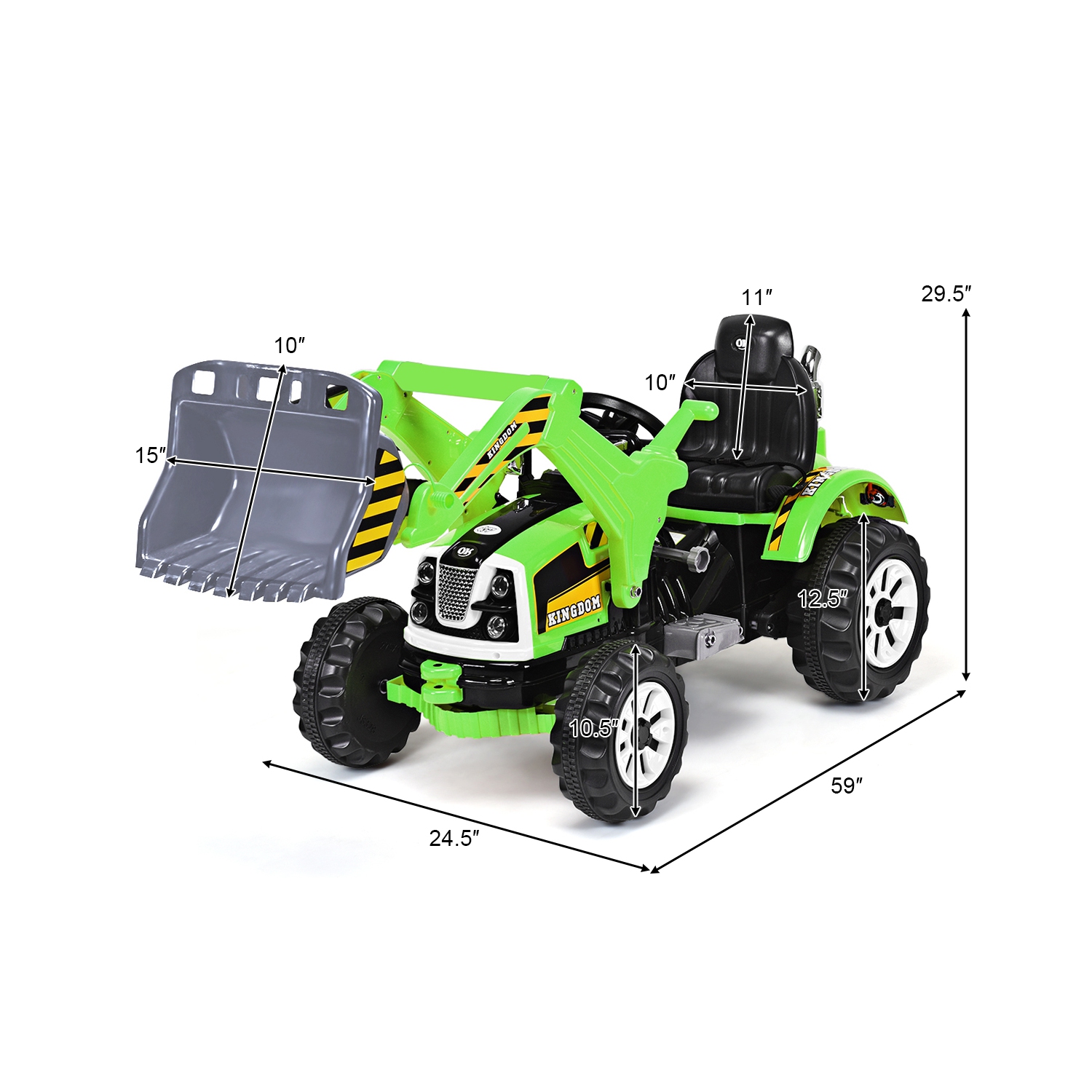 Costway Kids Ride On Excavator Truck 12V Battery Powered Front Loader Digger