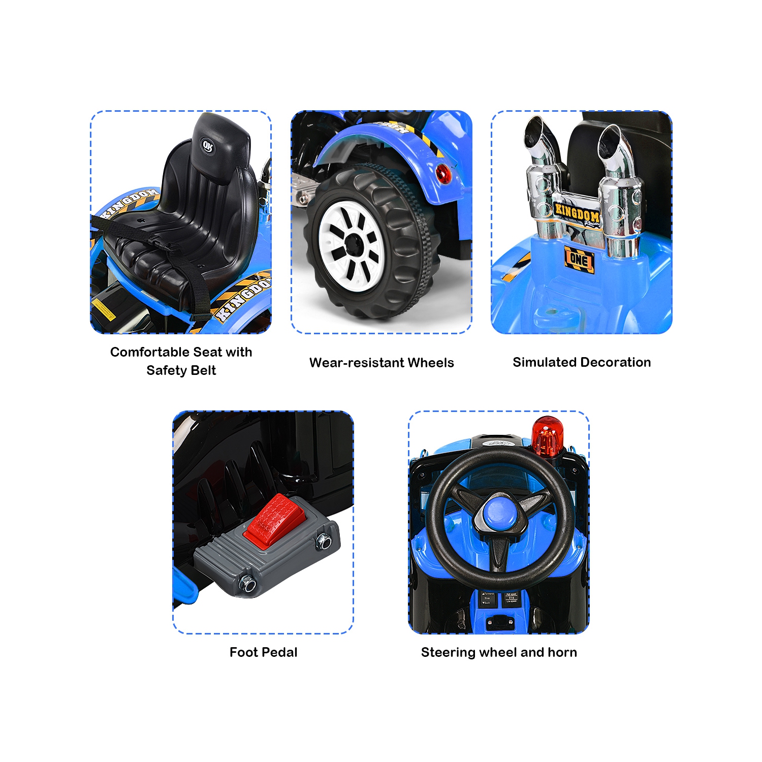 Kids Ride On Excavator Truck 12V Battery Powered Front Loader Digger BlueGreen