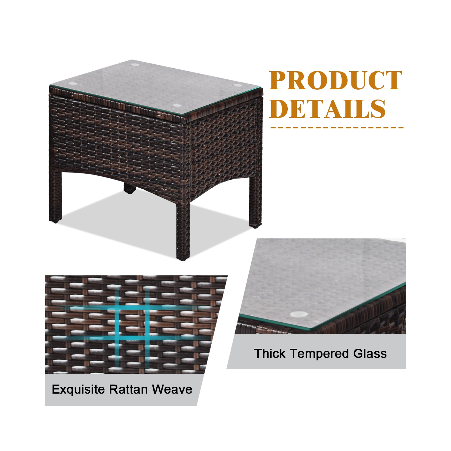 Costway 3PCS Outdoor Rattan Conversation Set Patio Garden Cushioned Sofa Chair