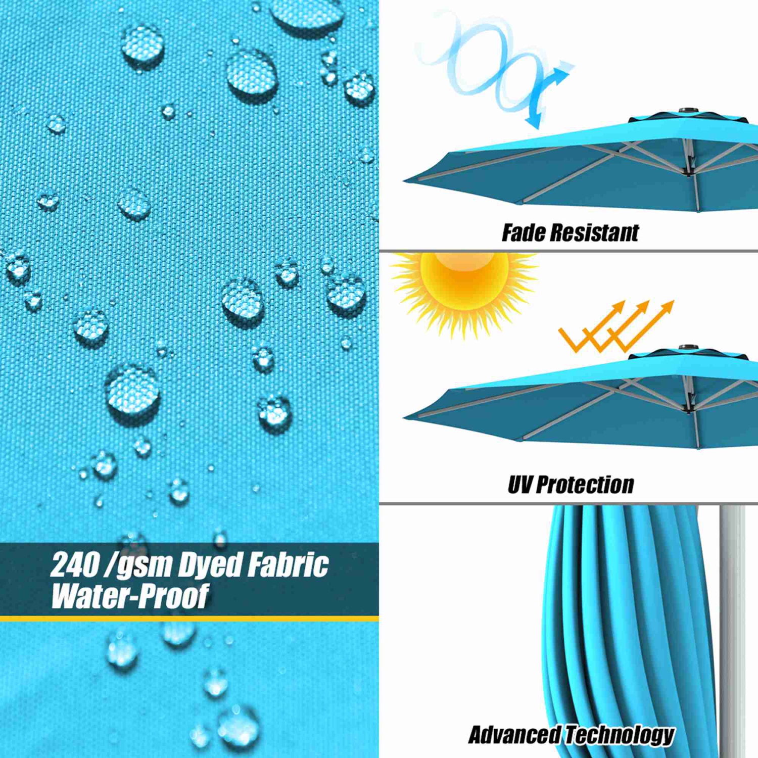 Parasol de patio déporté en porte-à-faux de 11&nbsp;pi de Costway, inclinable en aluminium, rotation à 360 degrés