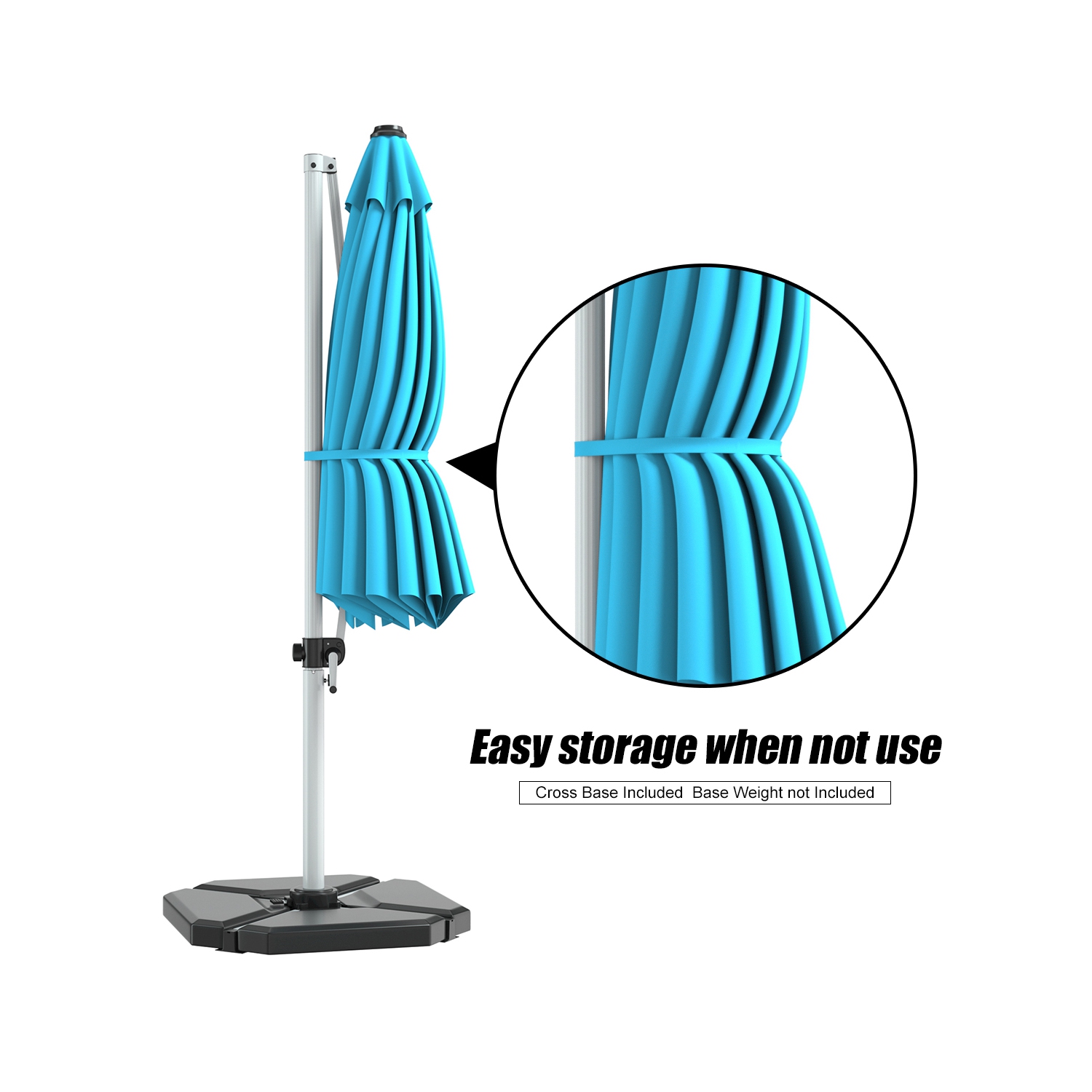 Parasol de patio déporté en porte-à-faux de 11&nbsp;pi de Costway, inclinable en aluminium, rotation à 360 degrés