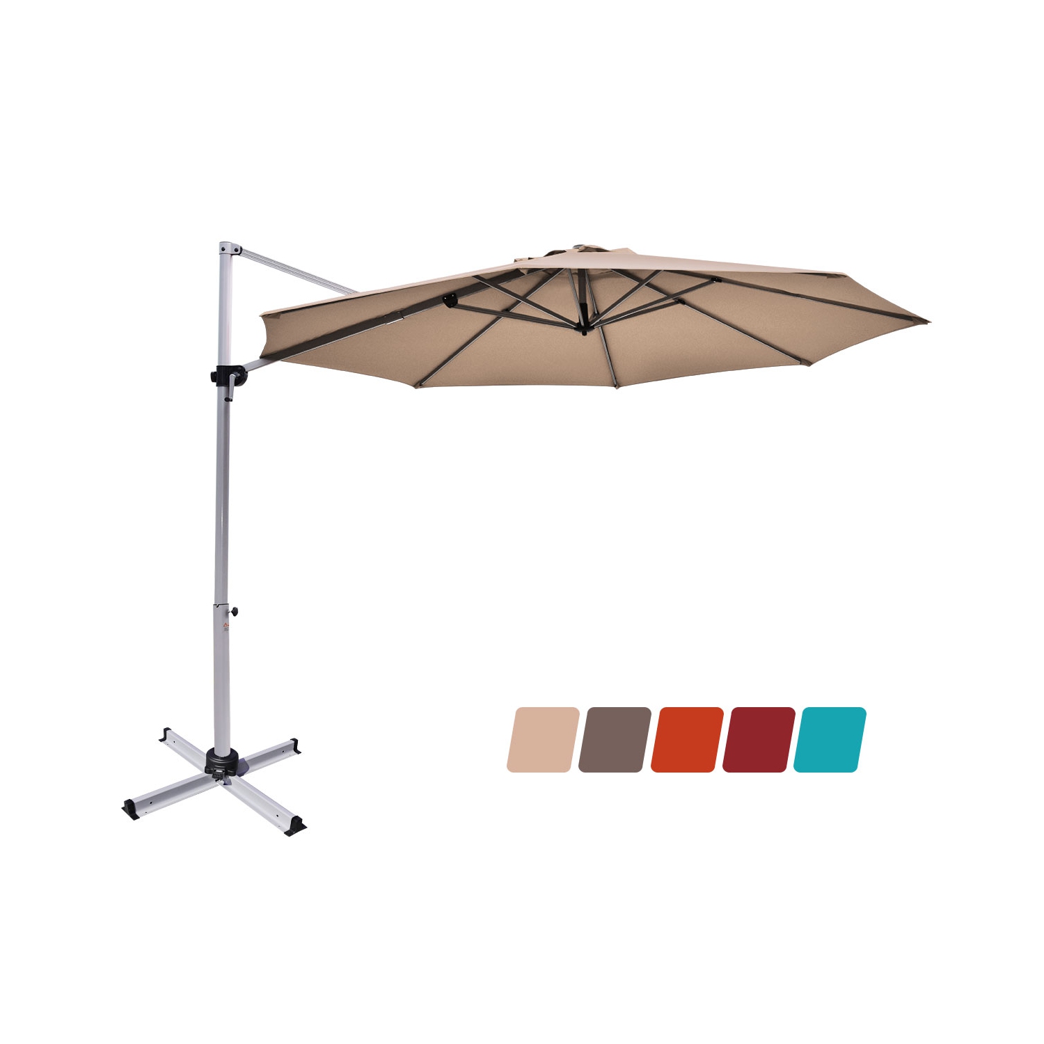 Marque Costway Parasol déporté de 3,35 mètres de patio Rotation à 360 degrés Aluminium Inclinable Tan