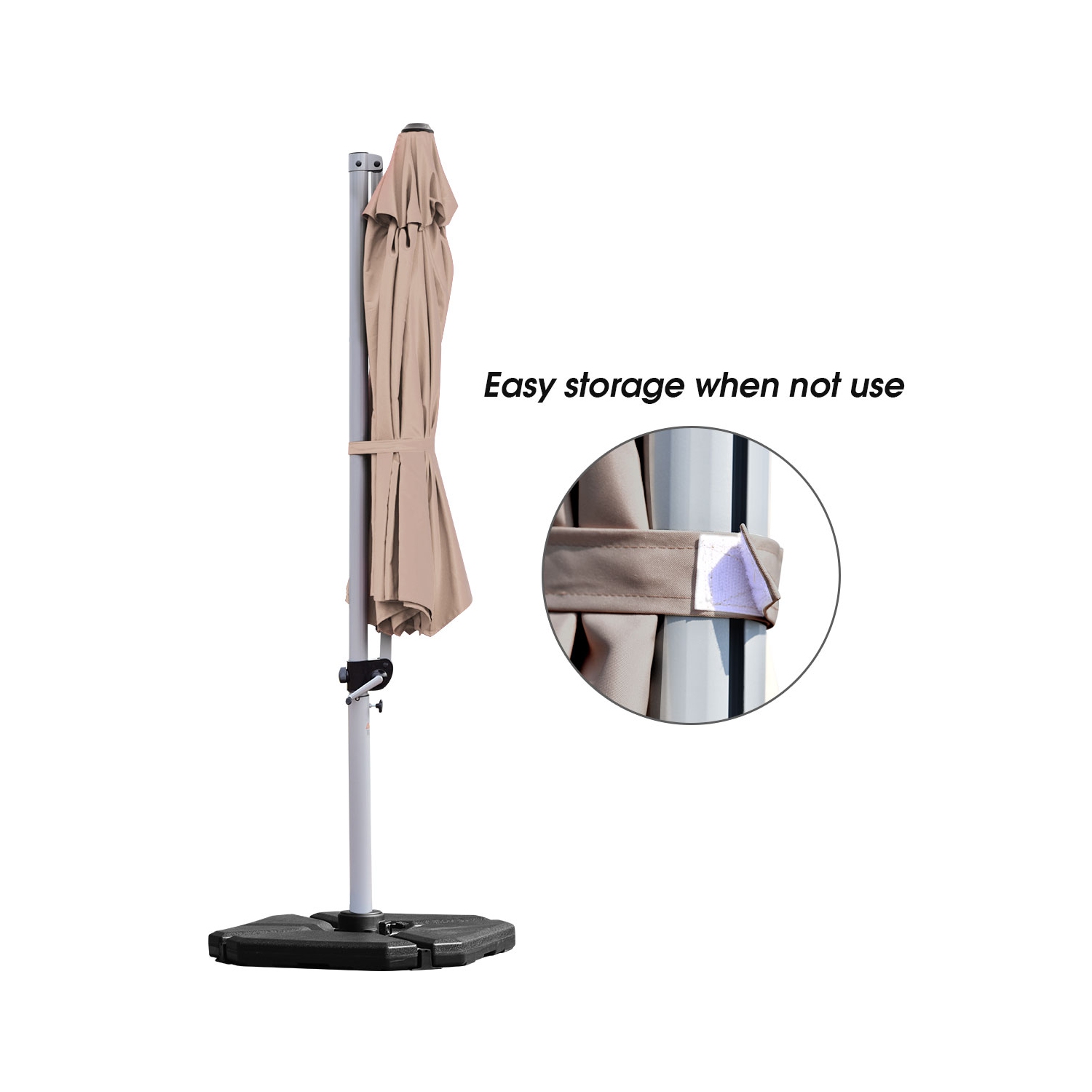 Marque Costway Parasol déporté de 3,35 mètres de patio Rotation à 360 degrés Aluminium Inclinable Tan