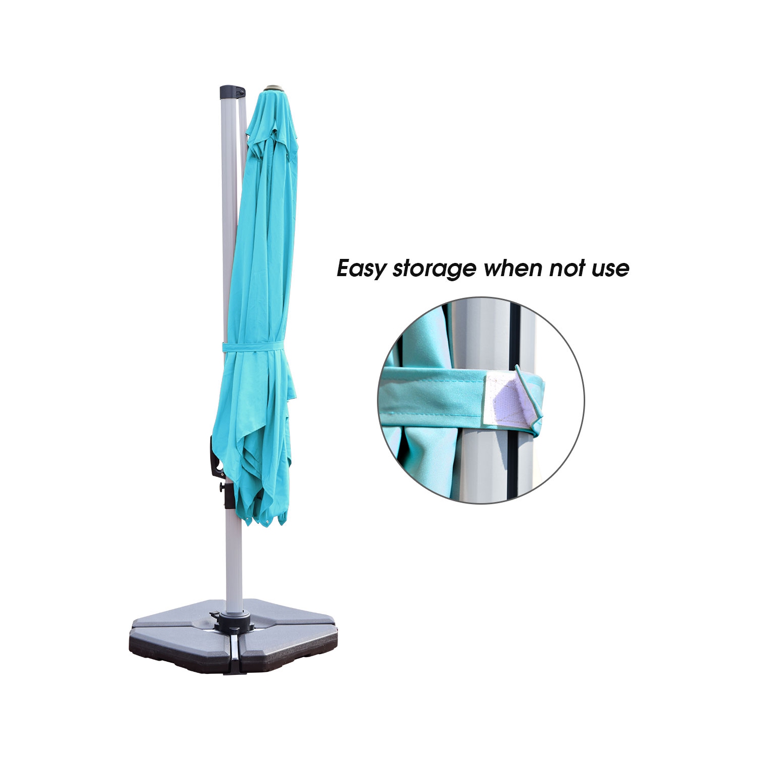 Costway 10Ft Patio Offset Cantilever Umbrella 360 Degree Tilt Aluminum W/Base