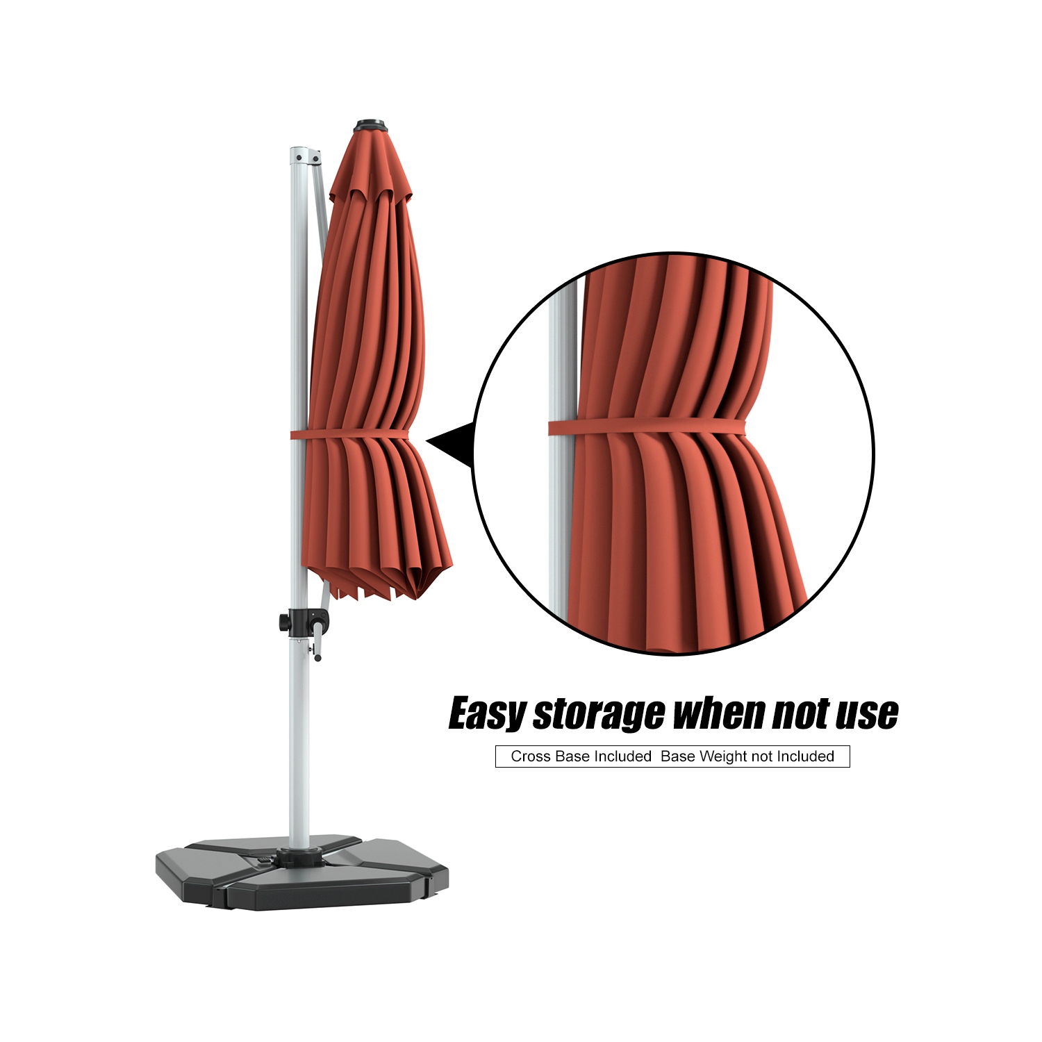 Costway 11' Patio Cantilever Offset Umbrella 360 degrees Rotation Aluminum Tilt