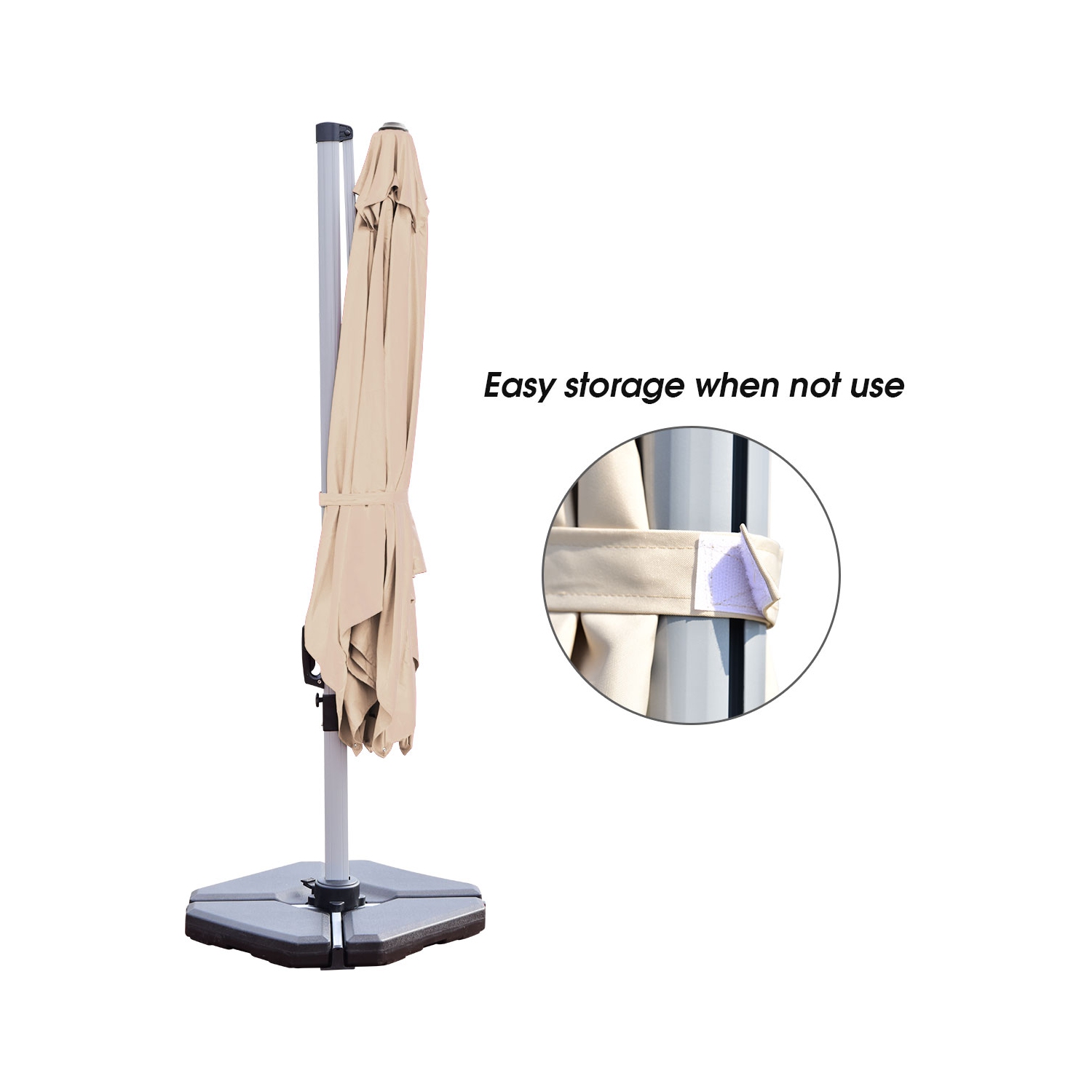 Costway 10Ft Patio Offset Cantilever Umbrella 360 Degree Tilt Aluminum W/Base