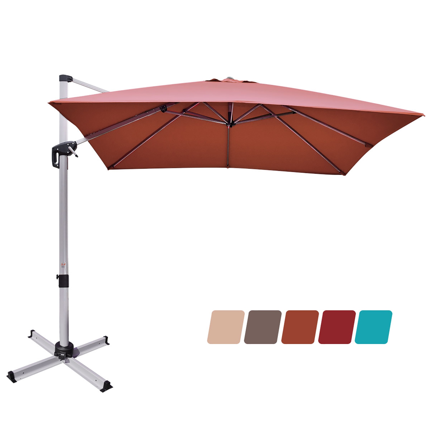 Costway 10Ft Patio Offset Cantilever Umbrella 360 Degree Tilt Aluminum W/Base