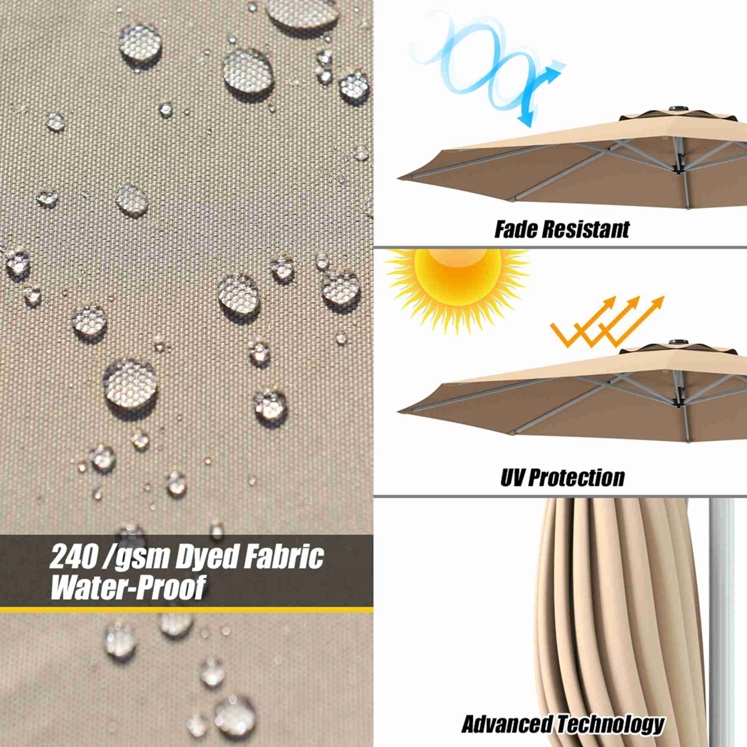 Costway 11' Patio Cantilever Offset Umbrella 360 degrees Rotation Aluminum Tilt Beige