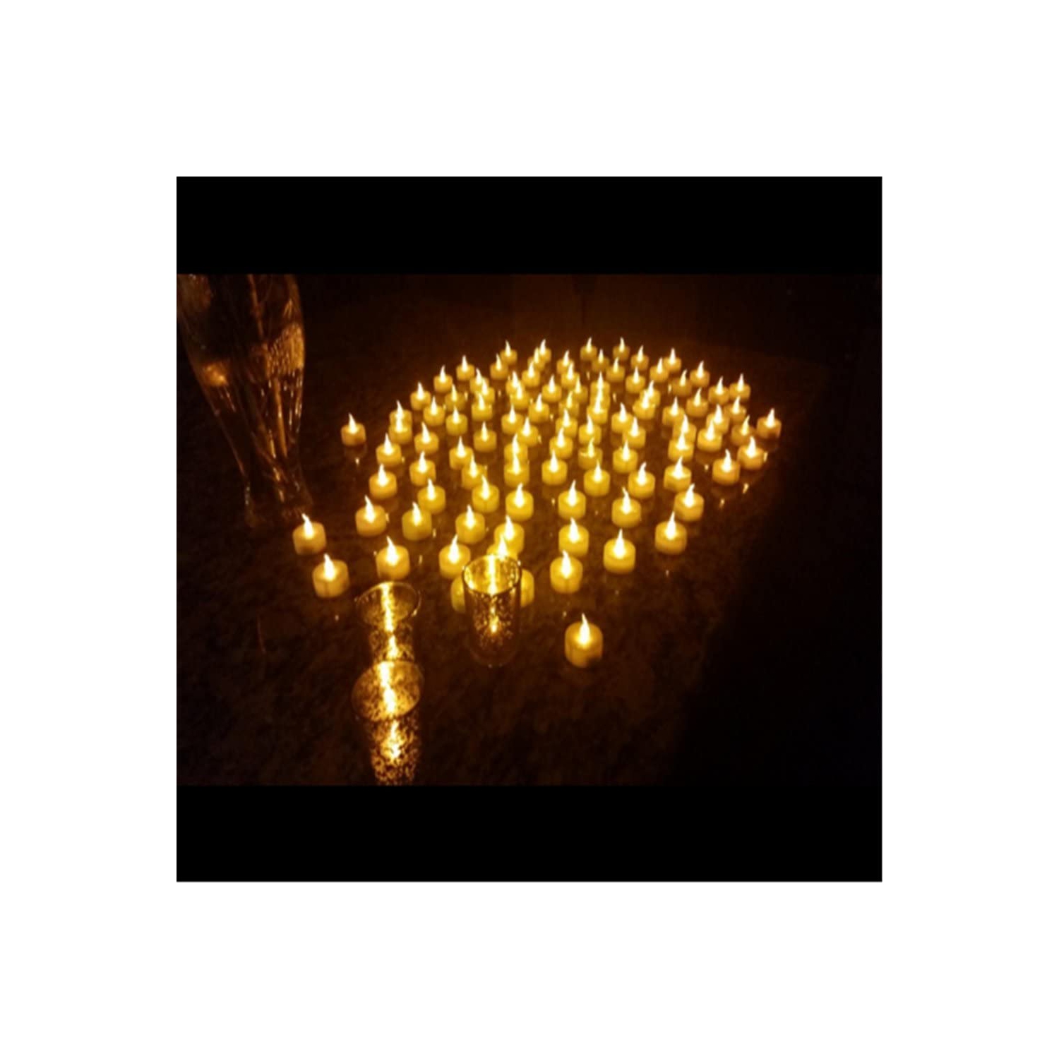 Flameless Candles, AGPtek® 24PCS Lot LED Smokeless Tea Light Candles Battery-Operated with Timer Function - Amber Yellow