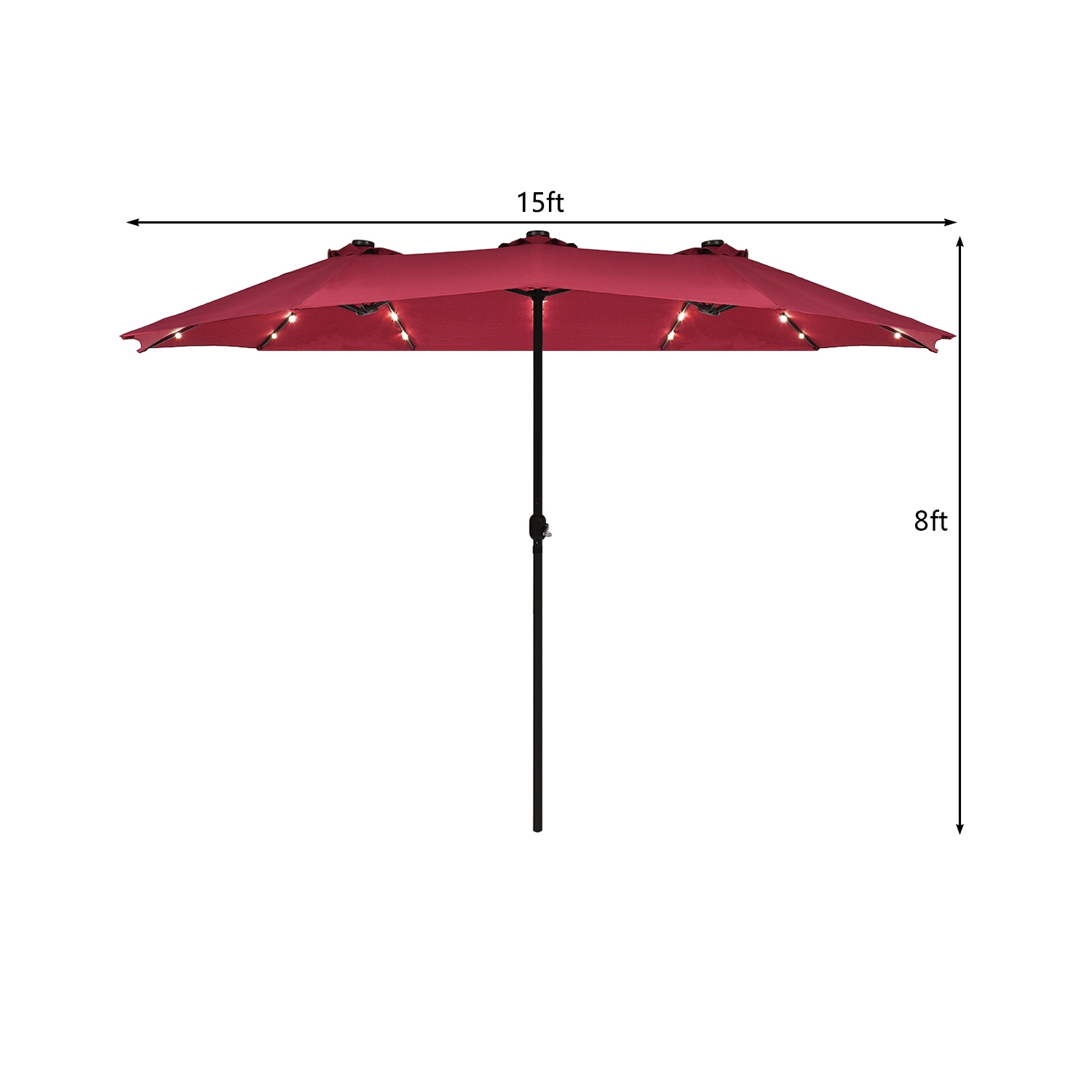 Costway 15ft Patio Double Sided Solar Led Market Umbrella Crank Best Buy Canada