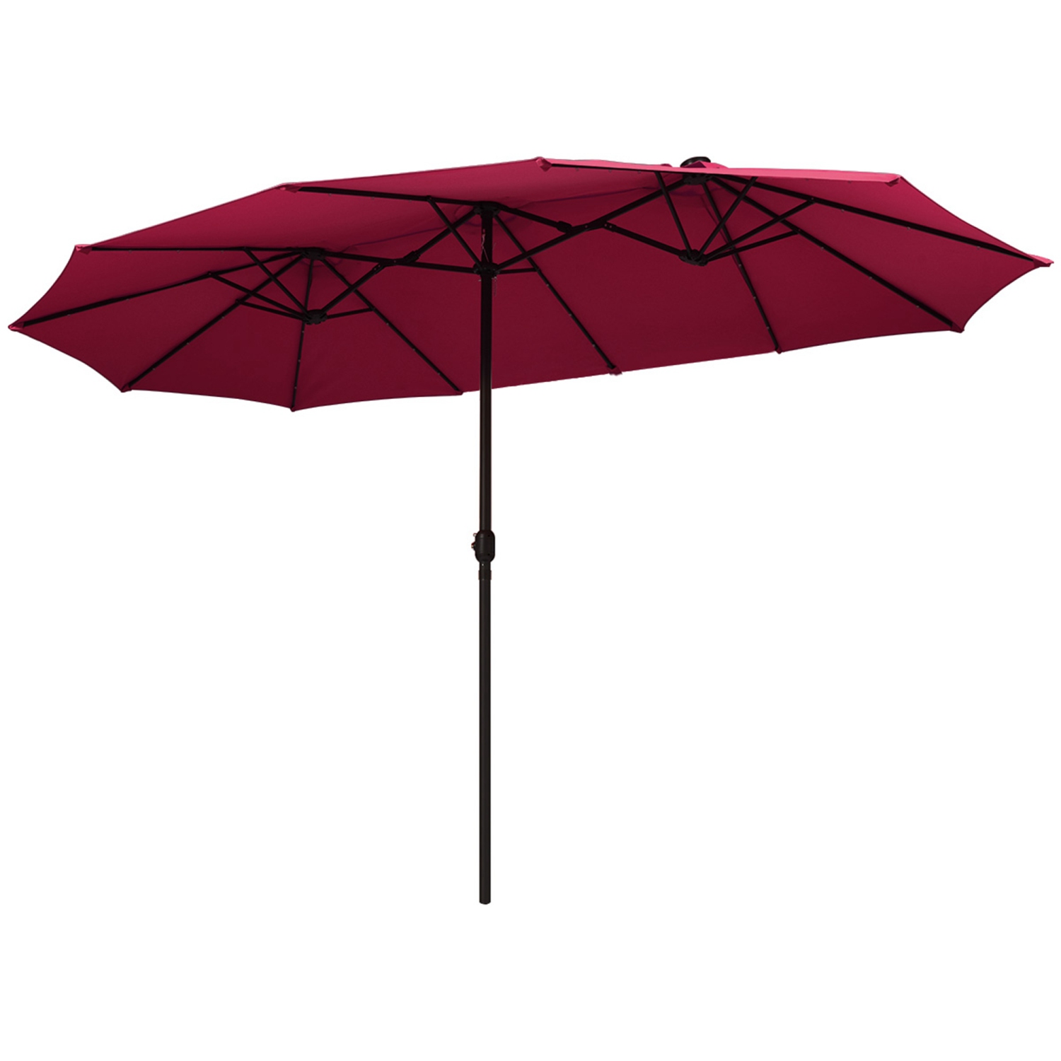 Costway 15Ft Patio Double-Sided Solar LED Market Umbrella Crank