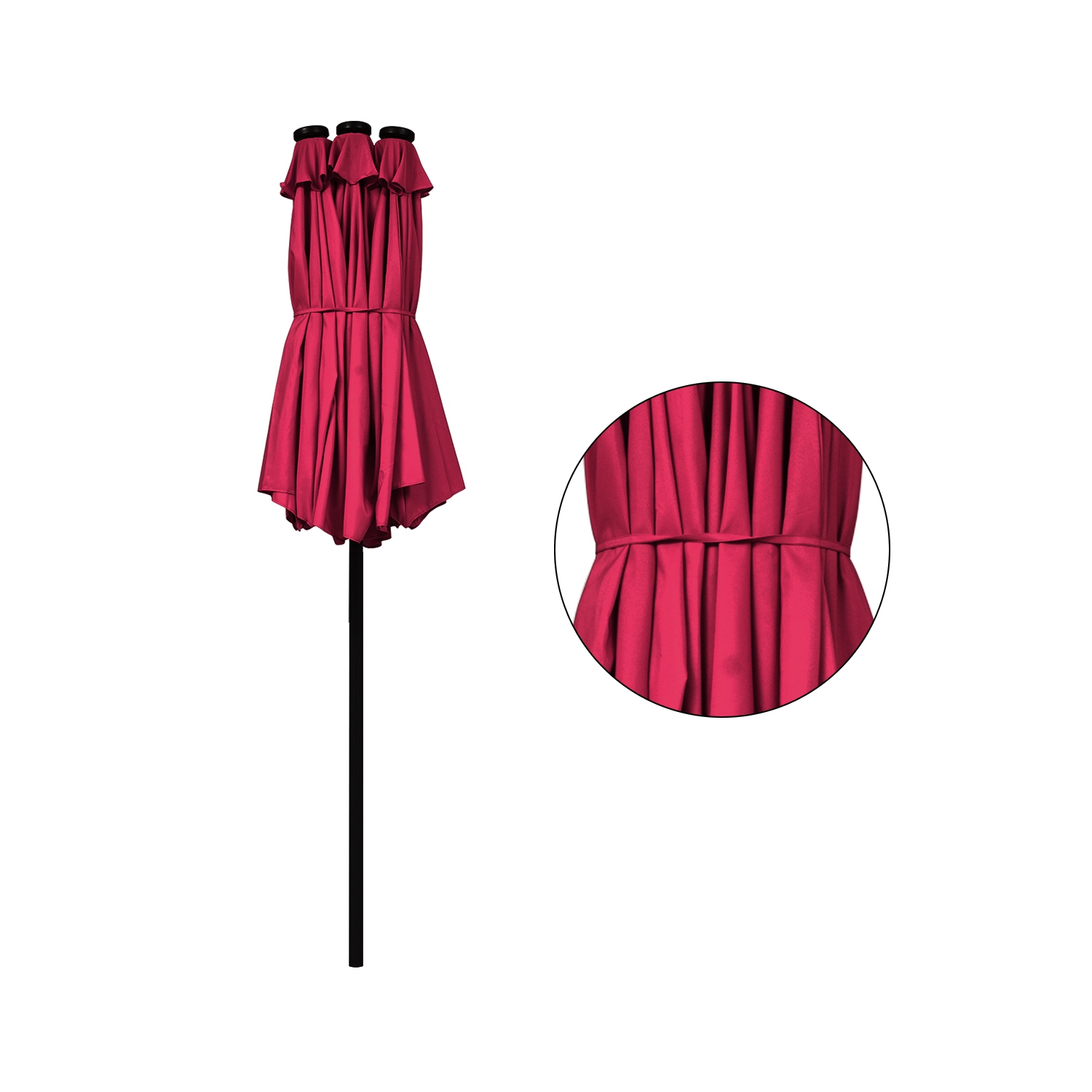 Costway 15Ft Patio Double-Sided Solar LED Market Umbrella Crank