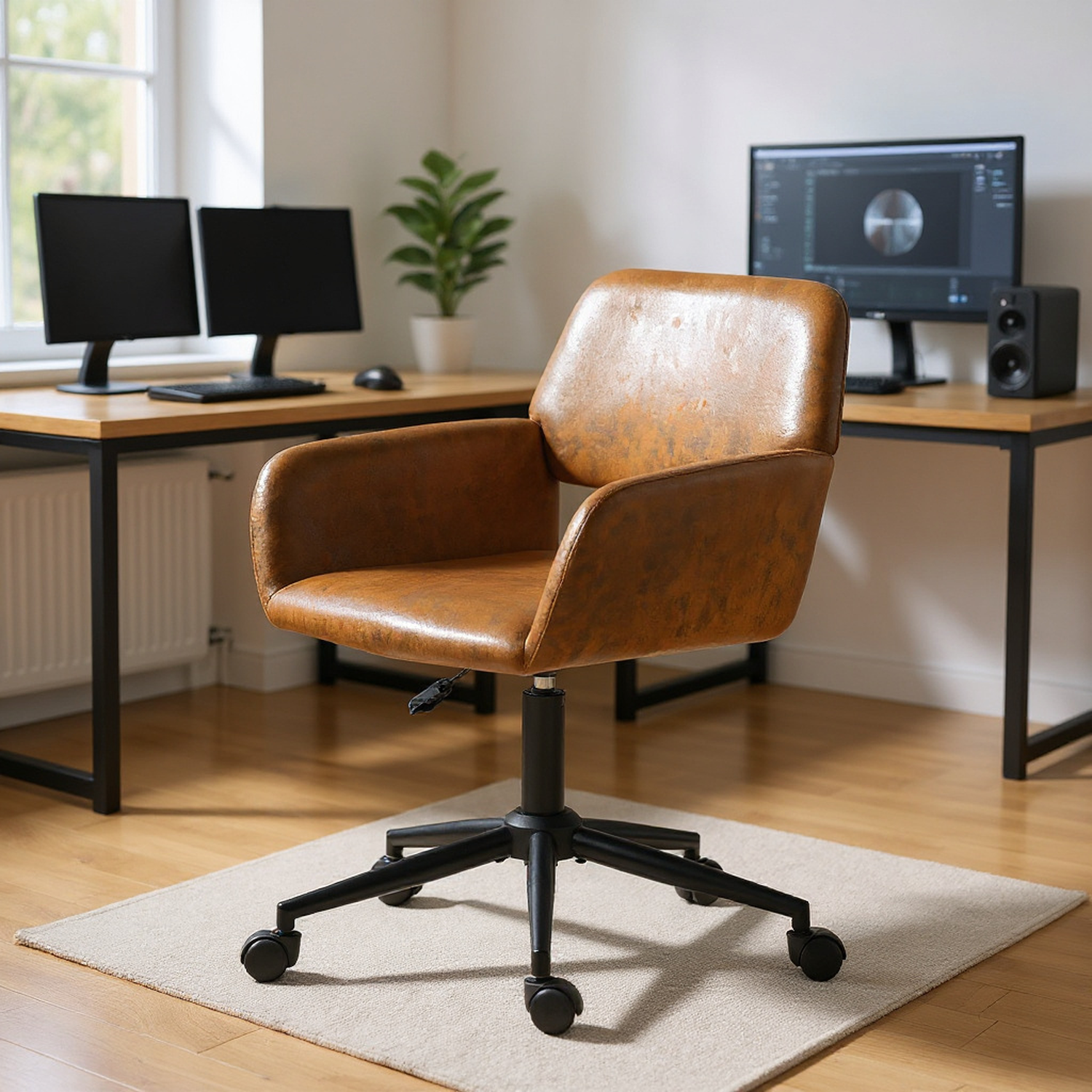 HOMY CASA – Chaise coussinée avec patte en métal doré, rose