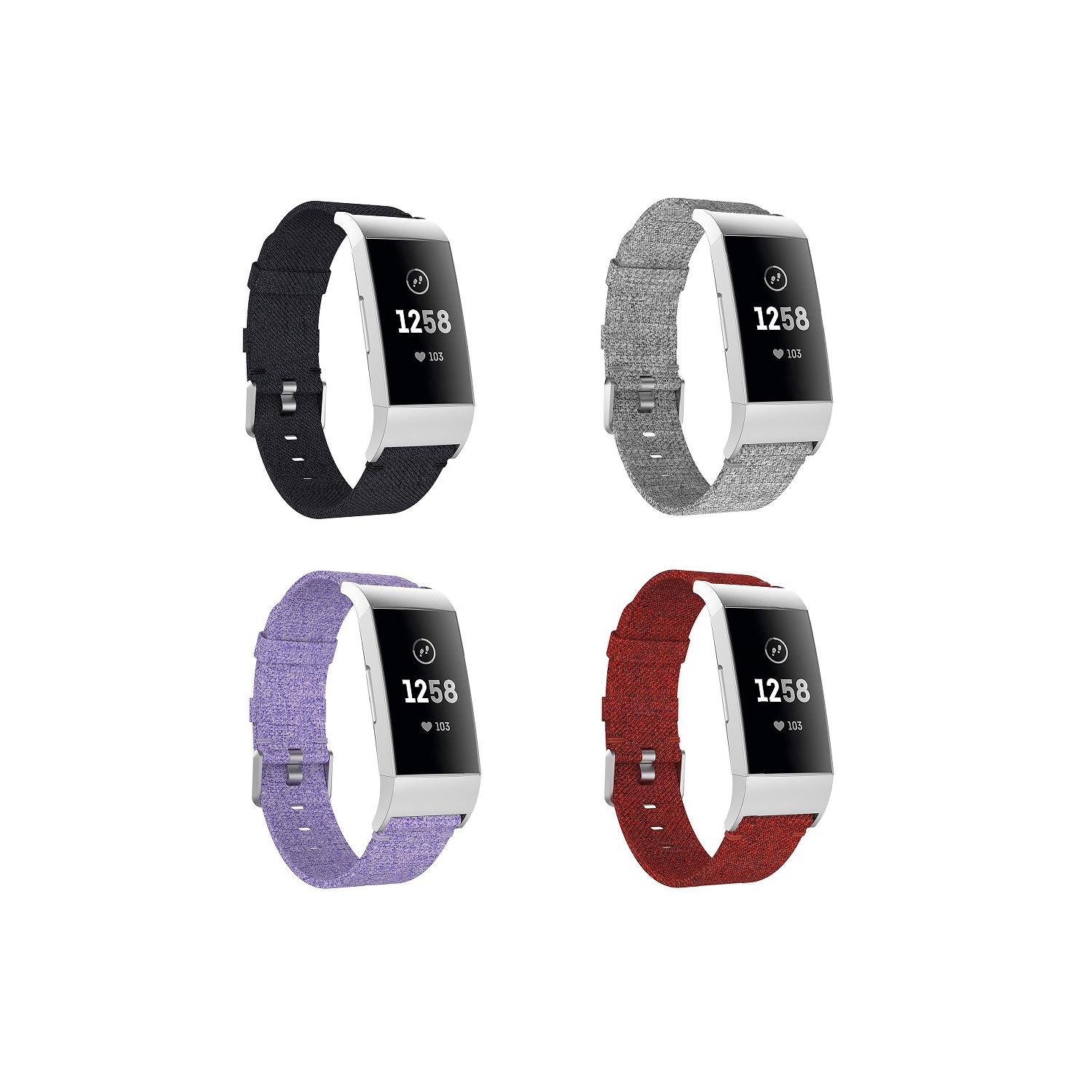 StrapsCo Woven Canvas Watch band Strap for Fitbit Charge 4 - Purple